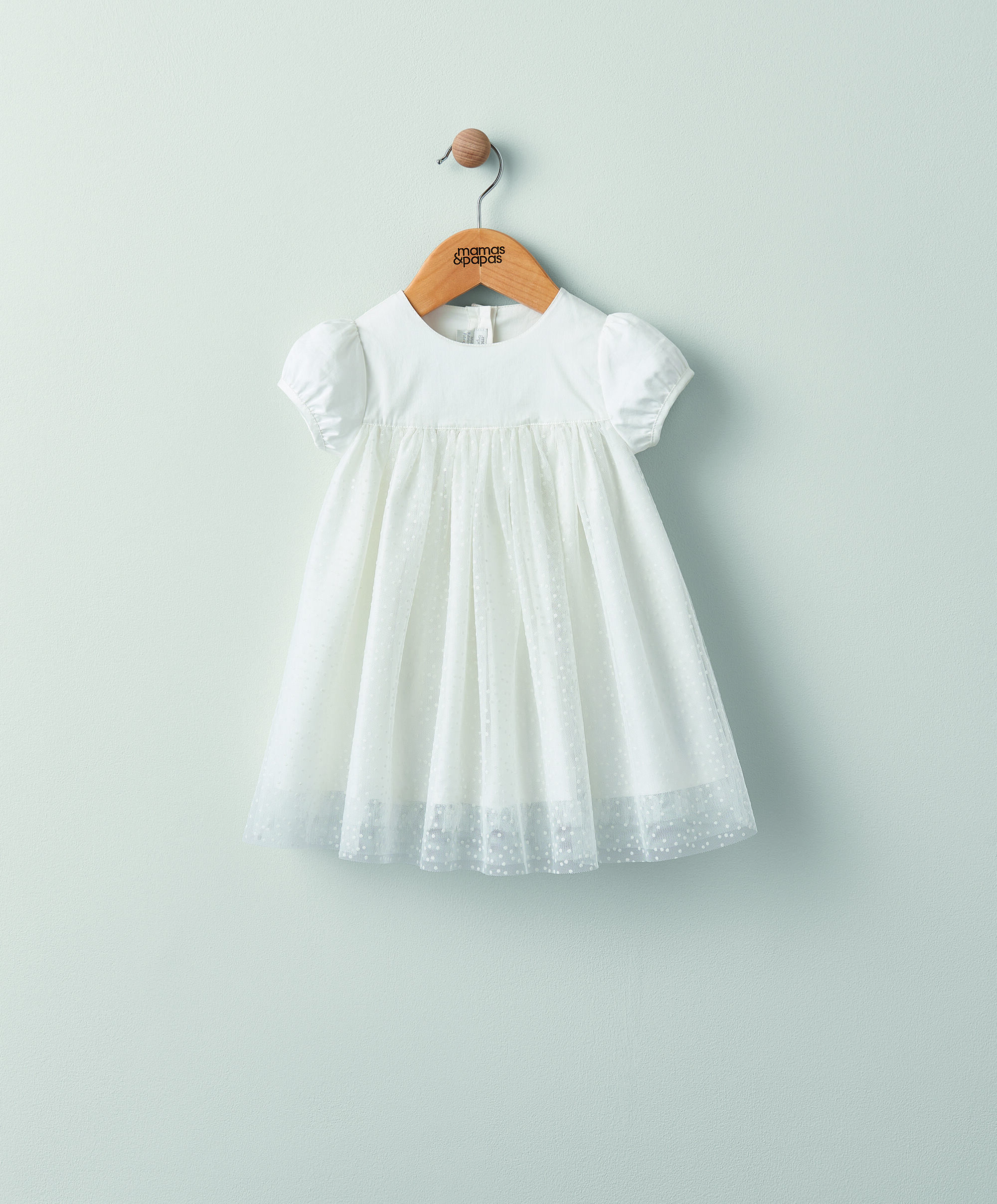 فستان قماش شبكي منقط - أبيض image number 1