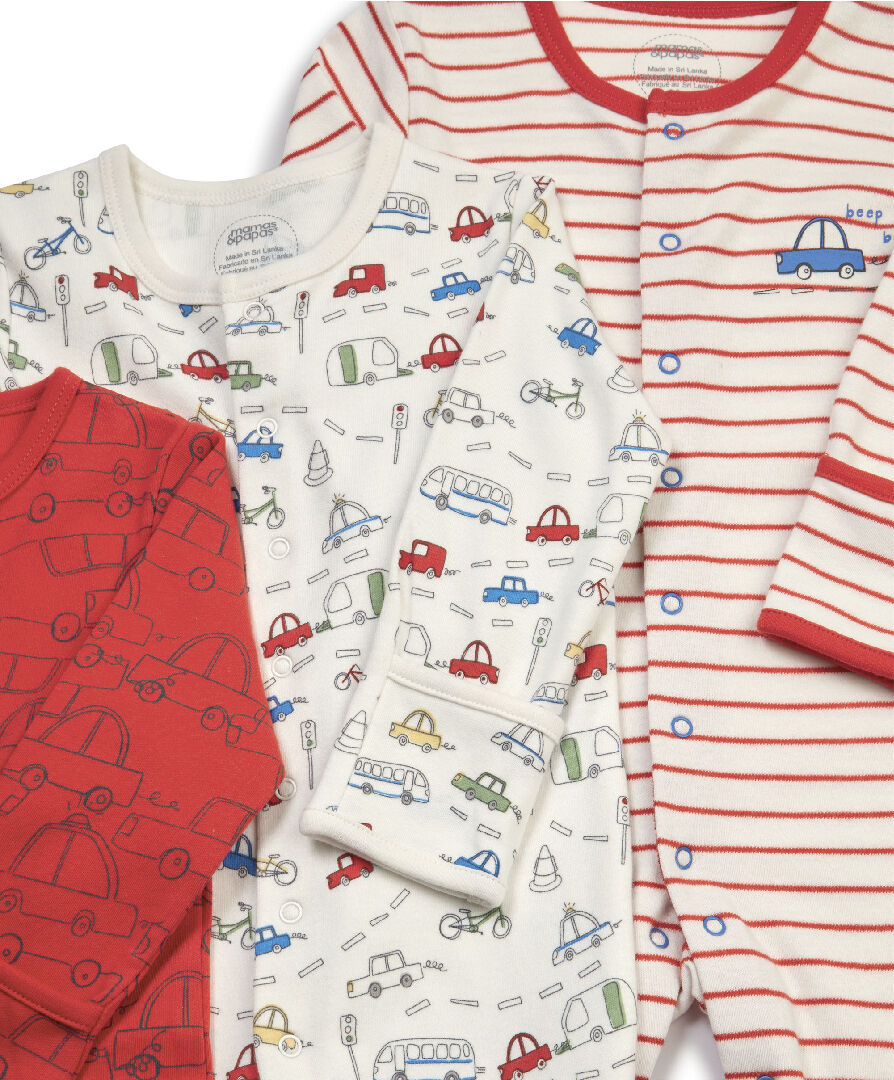 طقم بيجاما قطعة واحدة بنقشة وسائل مواصلات- 3 قطع image number 2