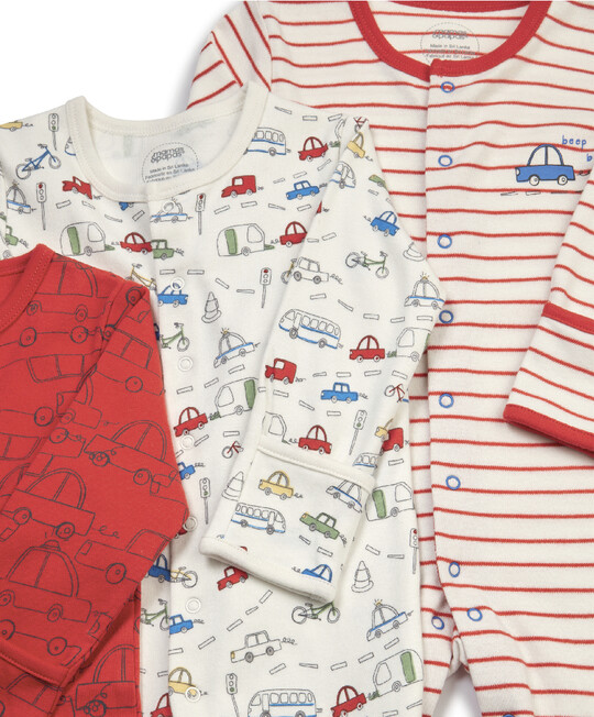 طقم بيجاما قطعة واحدة بنقشة وسائل مواصلات- 3 قطع طقم بيجاما قطعة واحدة بنقشة وسائل مواصلات- 3 قطع image number 2