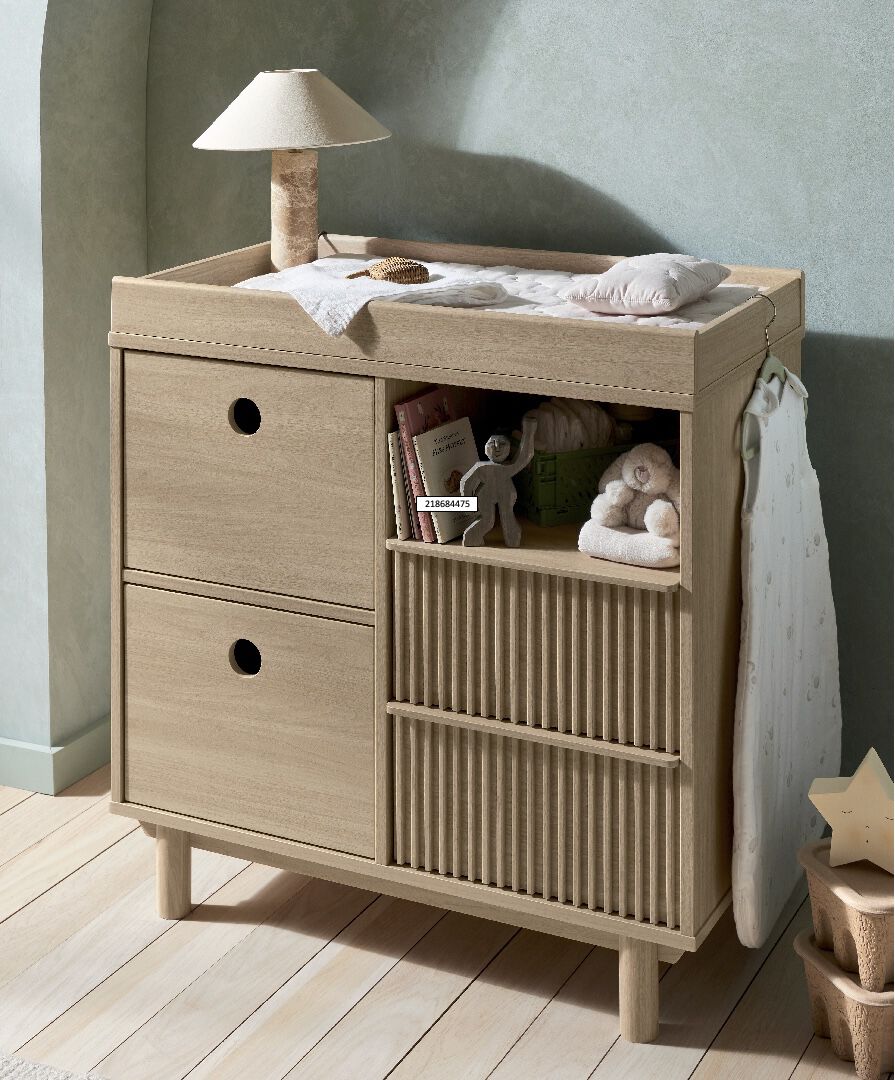 وحدة أدراج أوسكا ضيقة بسطح للتغيير - ناتشرل/اوك image number 2