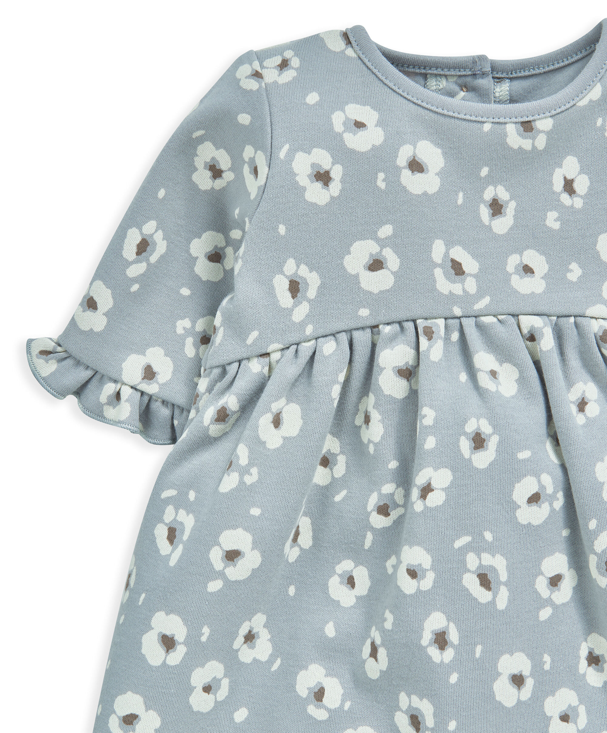 فستان بنقشة وأكمام واسعة image number 3