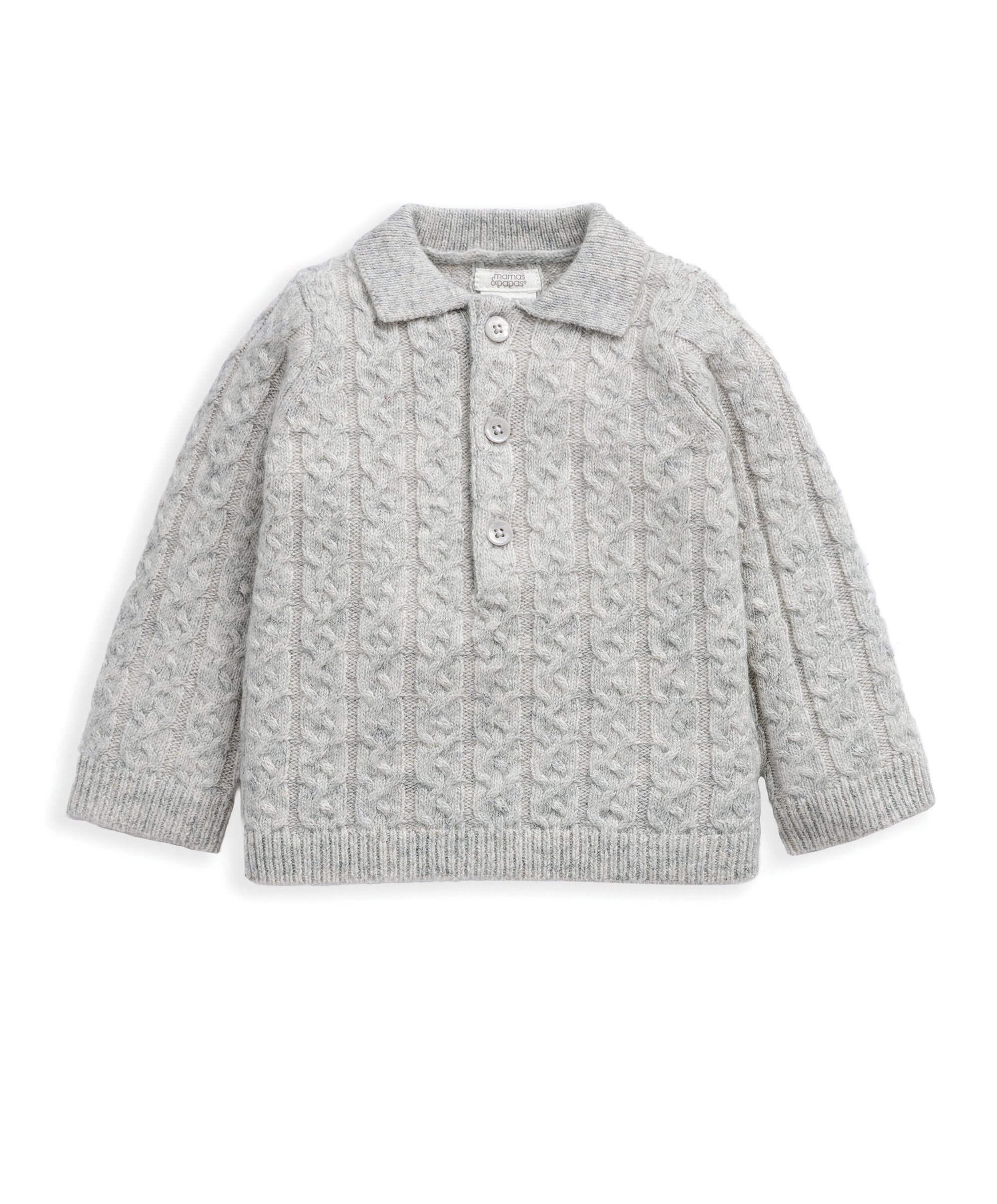 طقم كنزة منسوجة بغرزة الضفيرة وبنطال image number 3