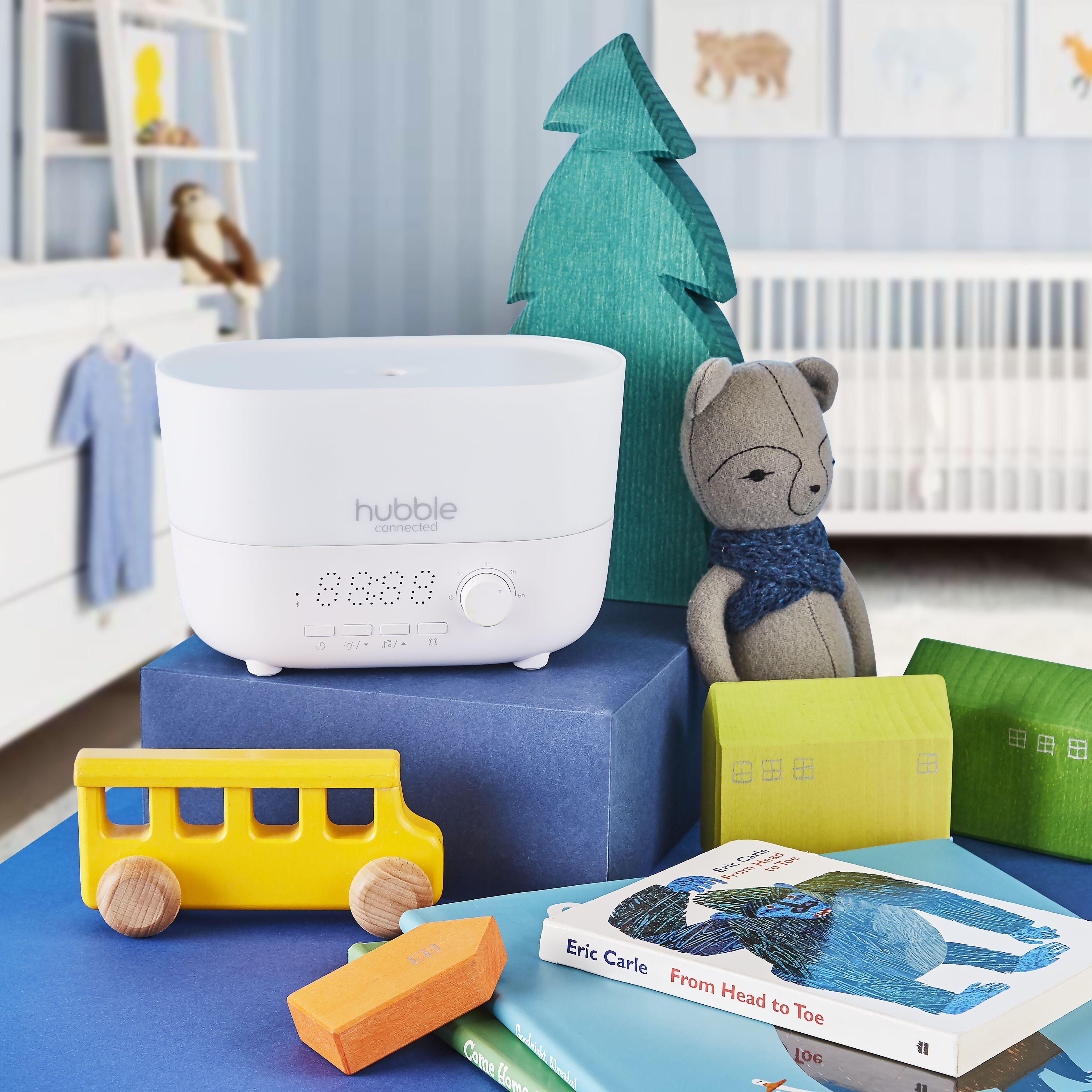 جهاز هابل ميست 5 في 1: مرطب هواء مع موزع عطر، مكبر صوت بلوتوث، ضوء ليلي وساعة رقمية، باللون الأبيض image number 2