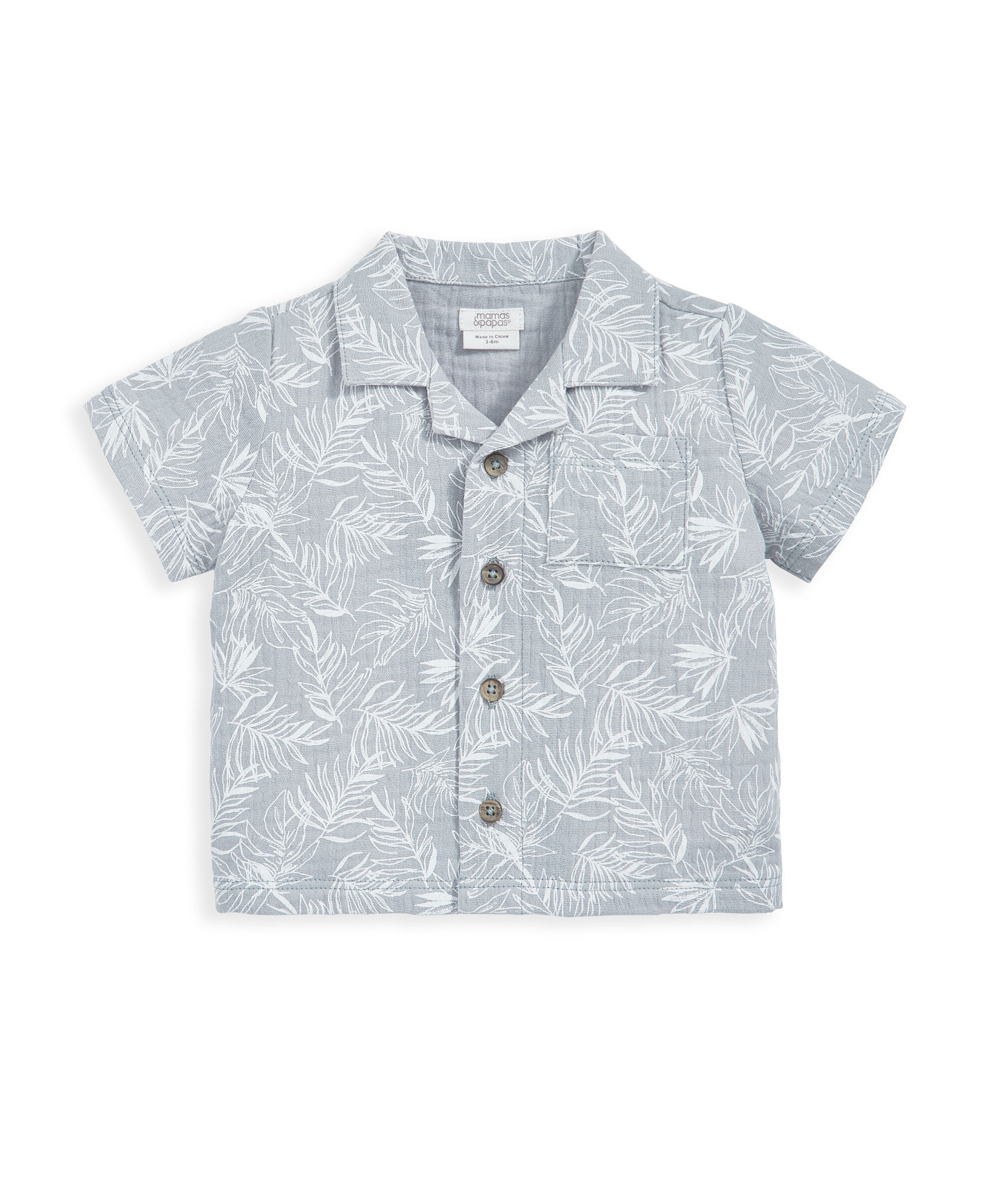 طقم متناسق من قميص وشورت بنقشة أشجار نخيل بلون أزرق - قطعتان image number 3