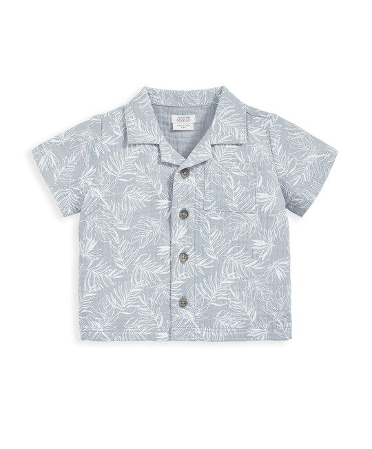 طقم متناسق من قميص وشورت بنقشة أشجار نخيل بلون أزرق - قطعتان طقم متناسق من قميص وشورت بنقشة أشجار نخيل بلون أزرق - قطعتان image number 3