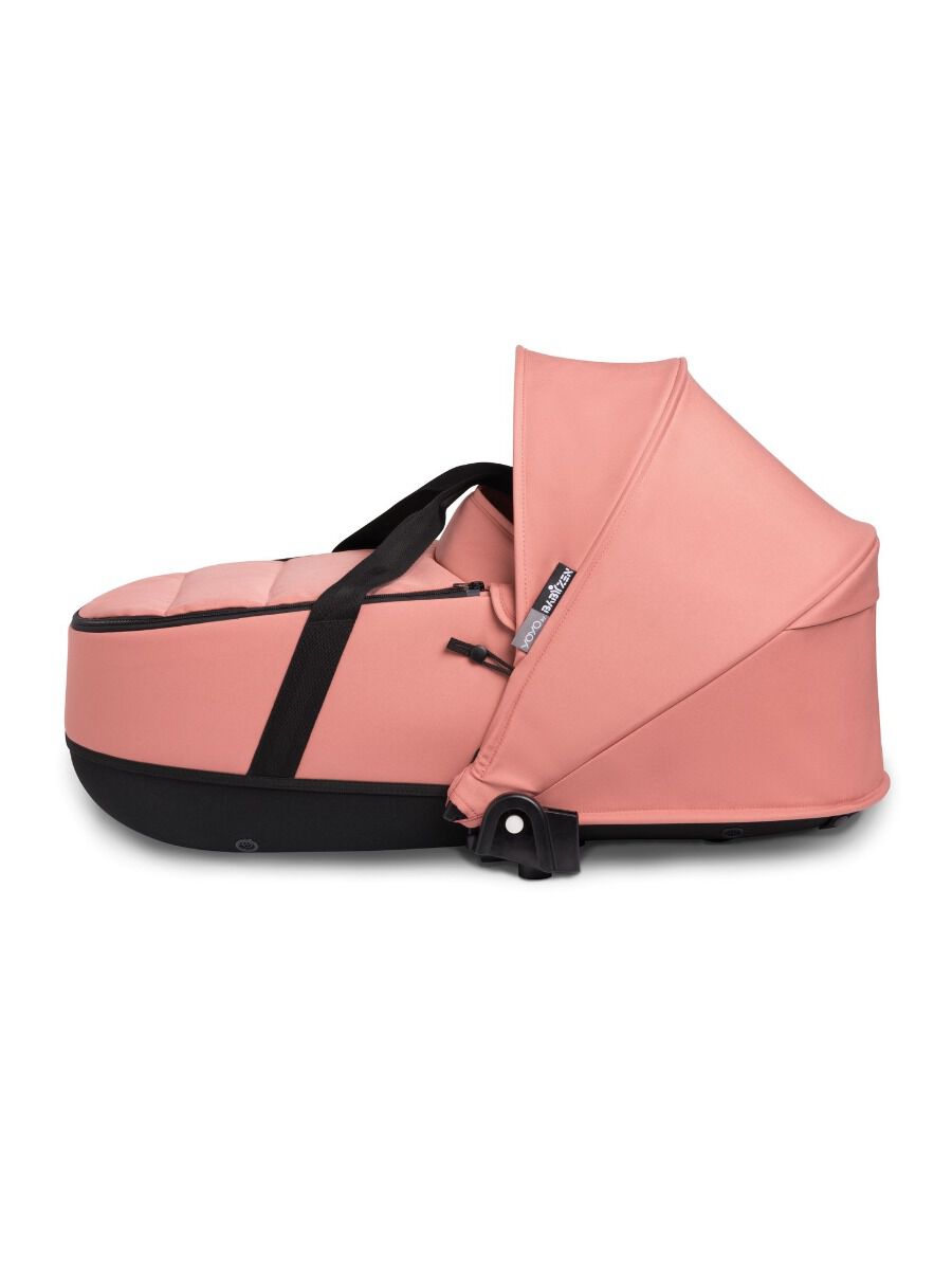 عربة أطفال بيبي زن يويو2 بهيكل أبيض ومهد محمول خفيف وردي image number 4