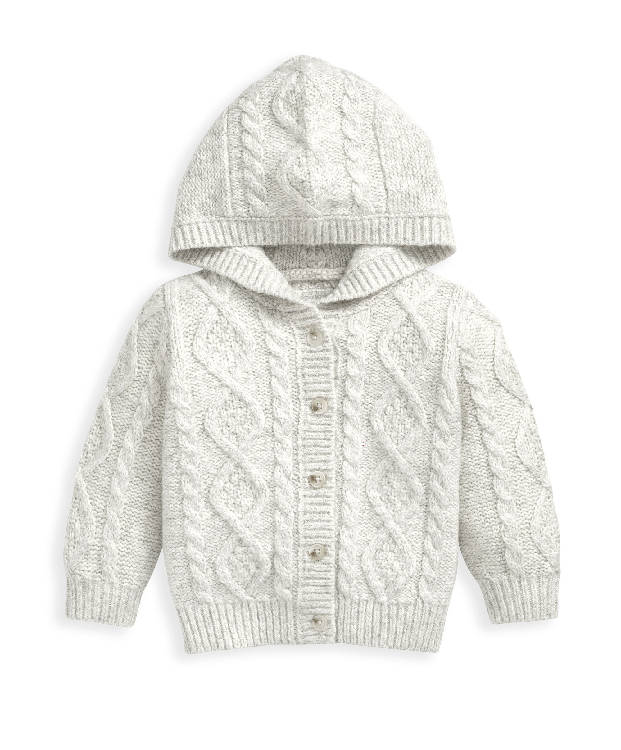 كارديغان منسوج بغرزة الضفيرة - رمادي image number 2