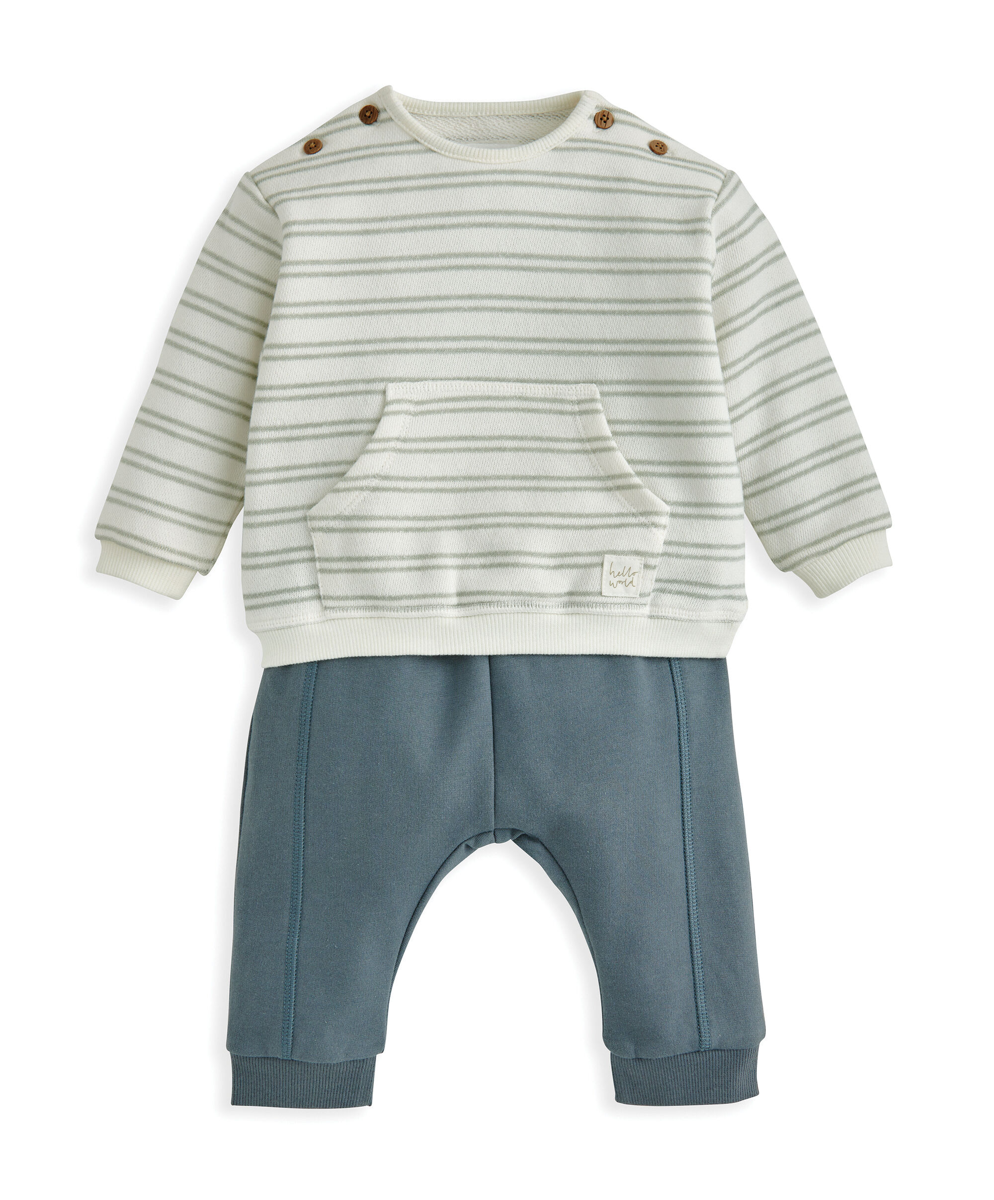 طقم بلوزة ولغينغز بنقشة مخططة - قطعتان image number 2