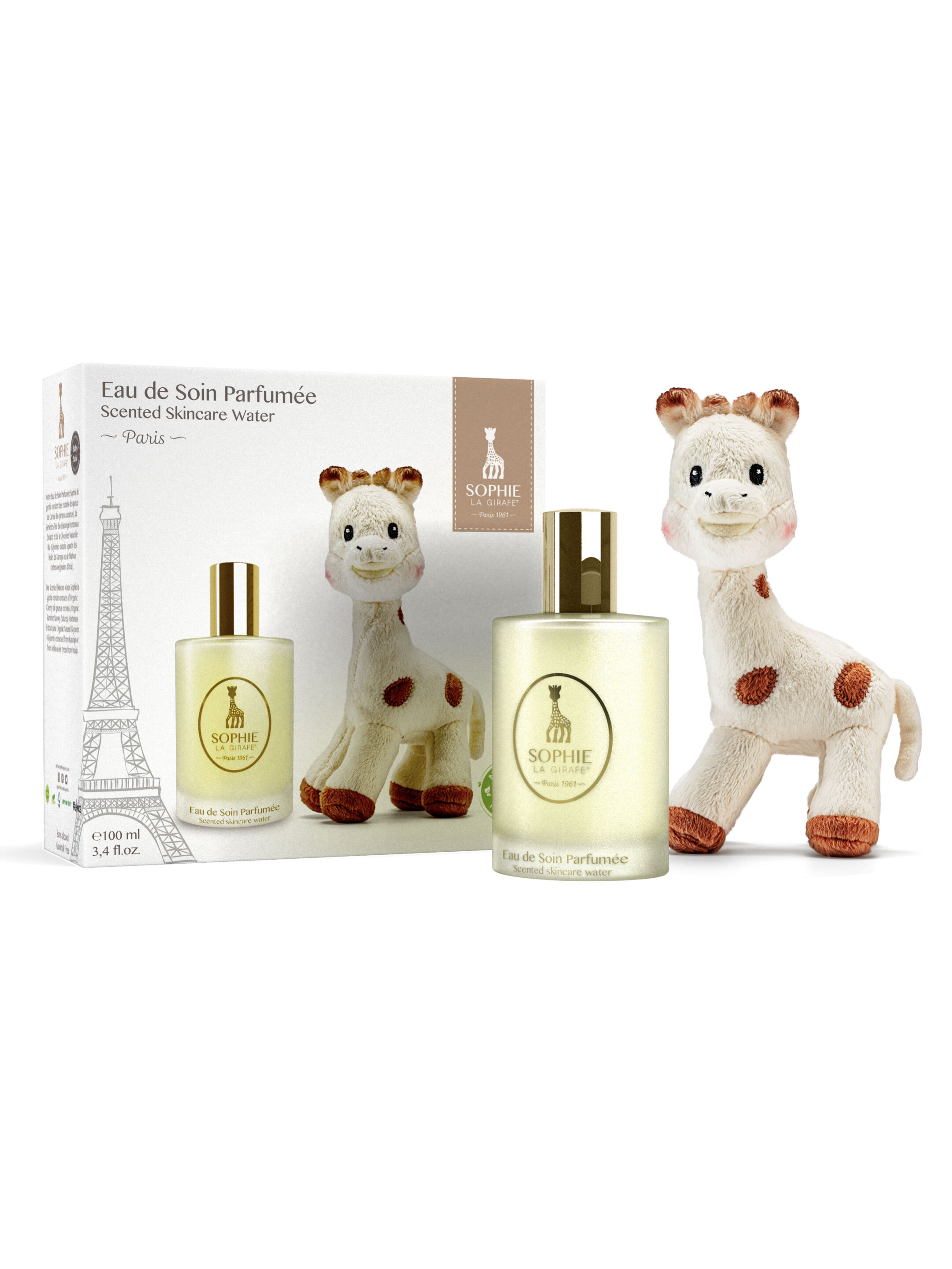 مجموعة هدايا ماء معطر للعناية بالبشرة مع دمية ناعمة من صوفي لا جيراف - 100 ملل image number 1