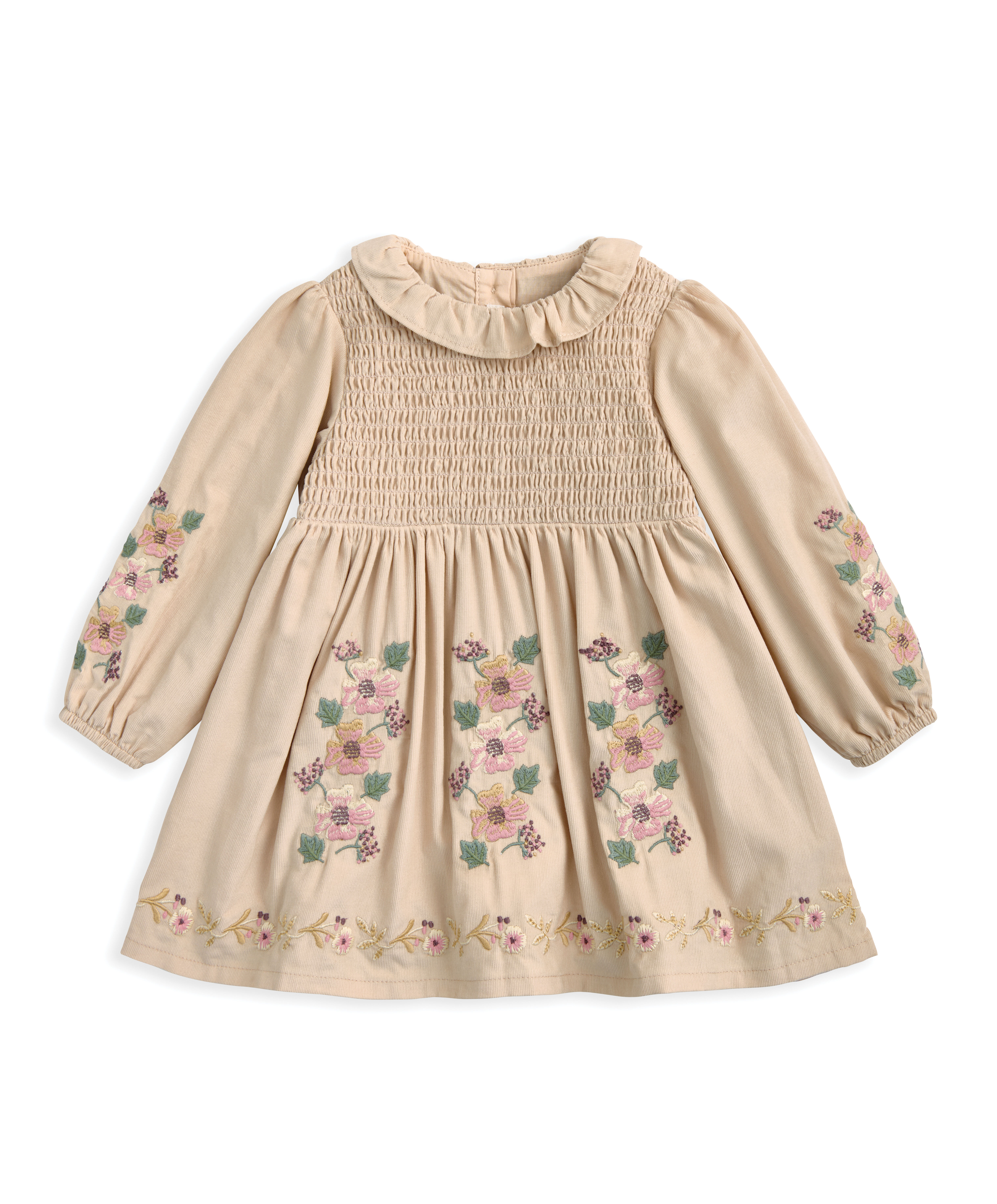 فستان مطرز قطن مخملي مضلع image number 2