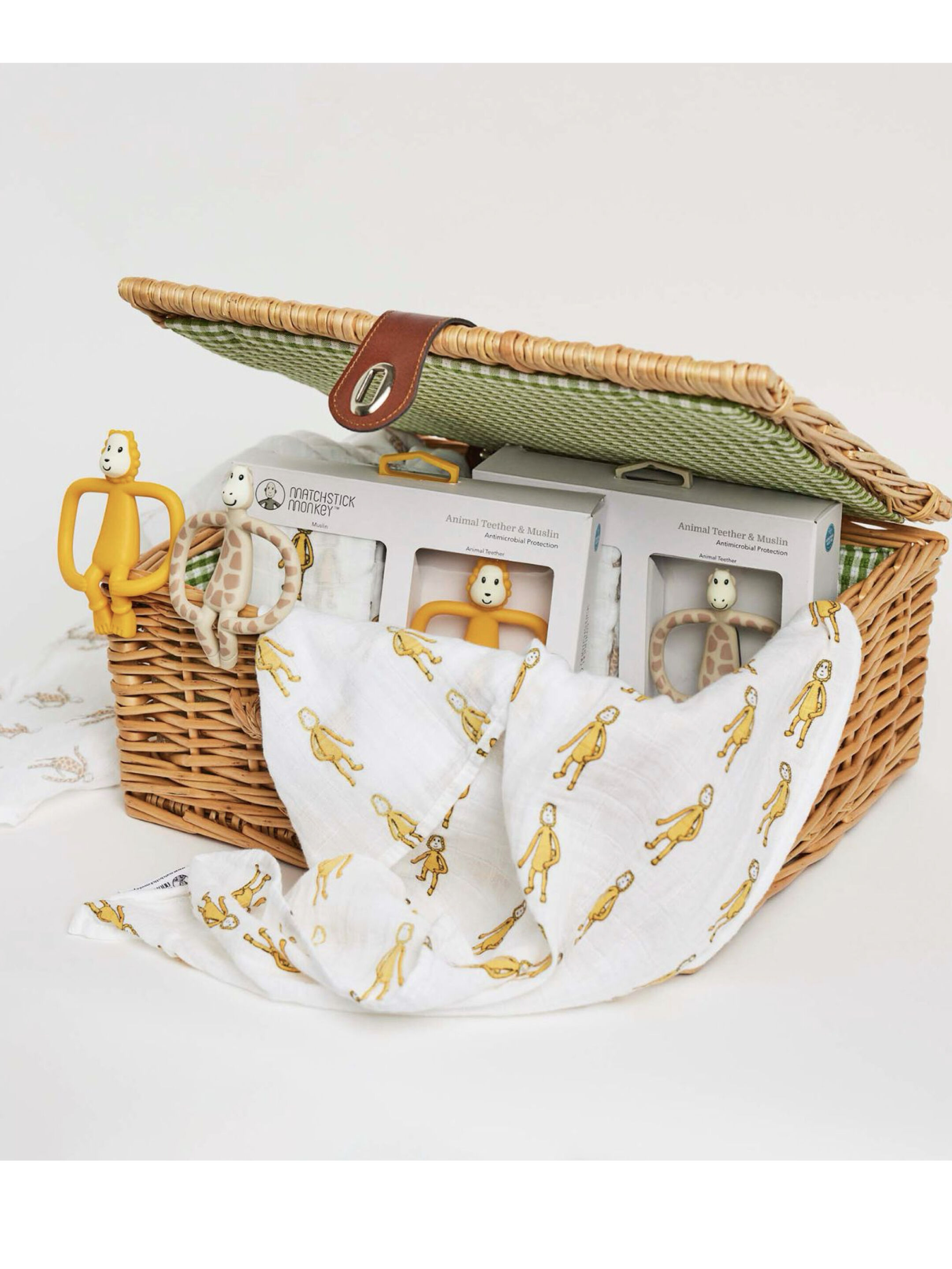 مجموعة هدايا من حلقة تسنين ومربع موسلين من ماتشستيك مونكي - تصميم زرافة image number 3