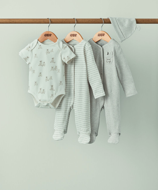 طقم ملابس بتصميم دب لحديثي الولادة - 4 قطع طقم ملابس بتصميم دب لحديثي الولادة - 4 قطع image number 1