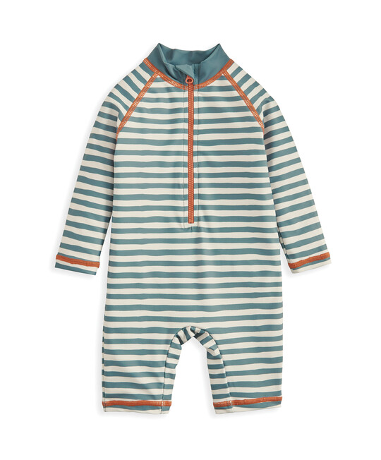 بدلة سباحة مخططة بأكمام طويلة بدلة سباحة مخططة بأكمام طويلة image number 2