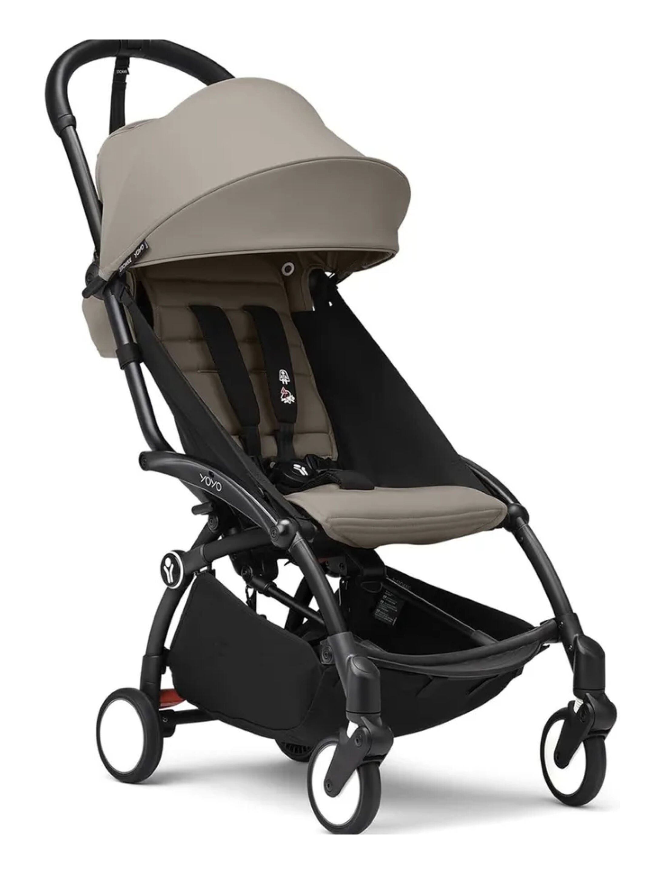 مجموعة هيكل أسود لعربة أطفال ستوك يويو3 مع مجموعة مقعد للأطفال لعمر 6 شهور فأكثر بلون أزرق (قطعتين)