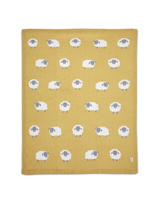 Welcome to the World Knitted Blanket - Sheep Motif