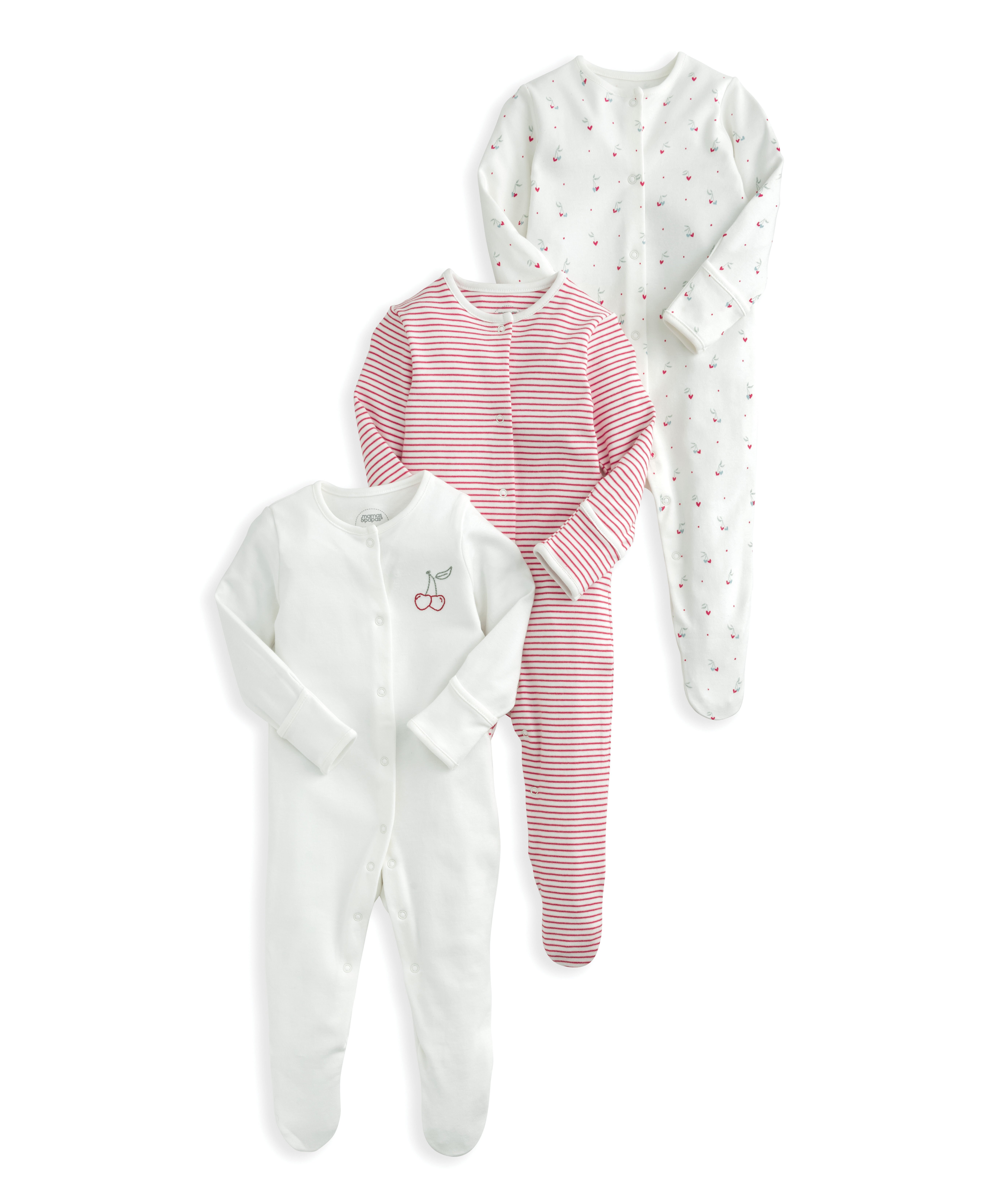 طقم بيجاما قطعة واحدة بطبعة كرز - 3 قطع image number 2