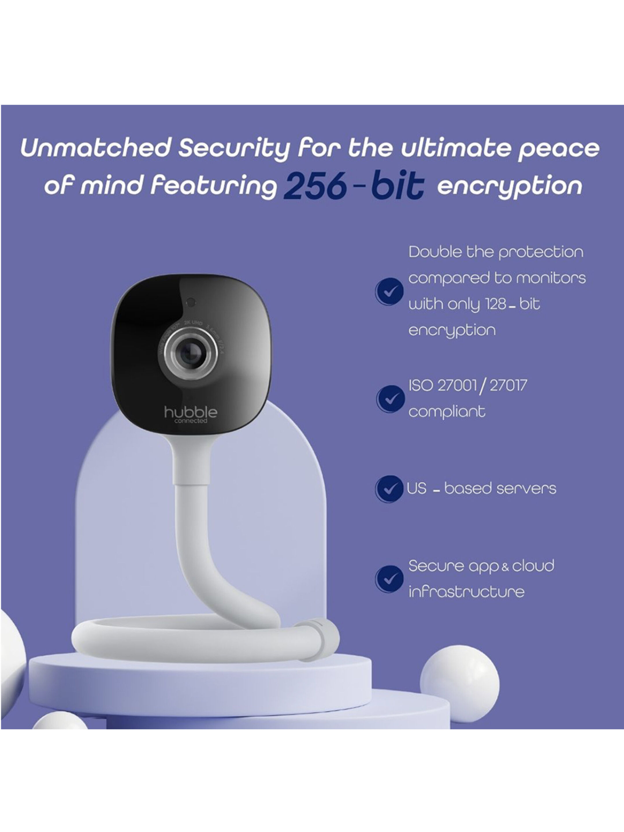 Hubble AI Go Baby Cam 5.0&rdquo; Connected Video Baby Monitor - White image number 4