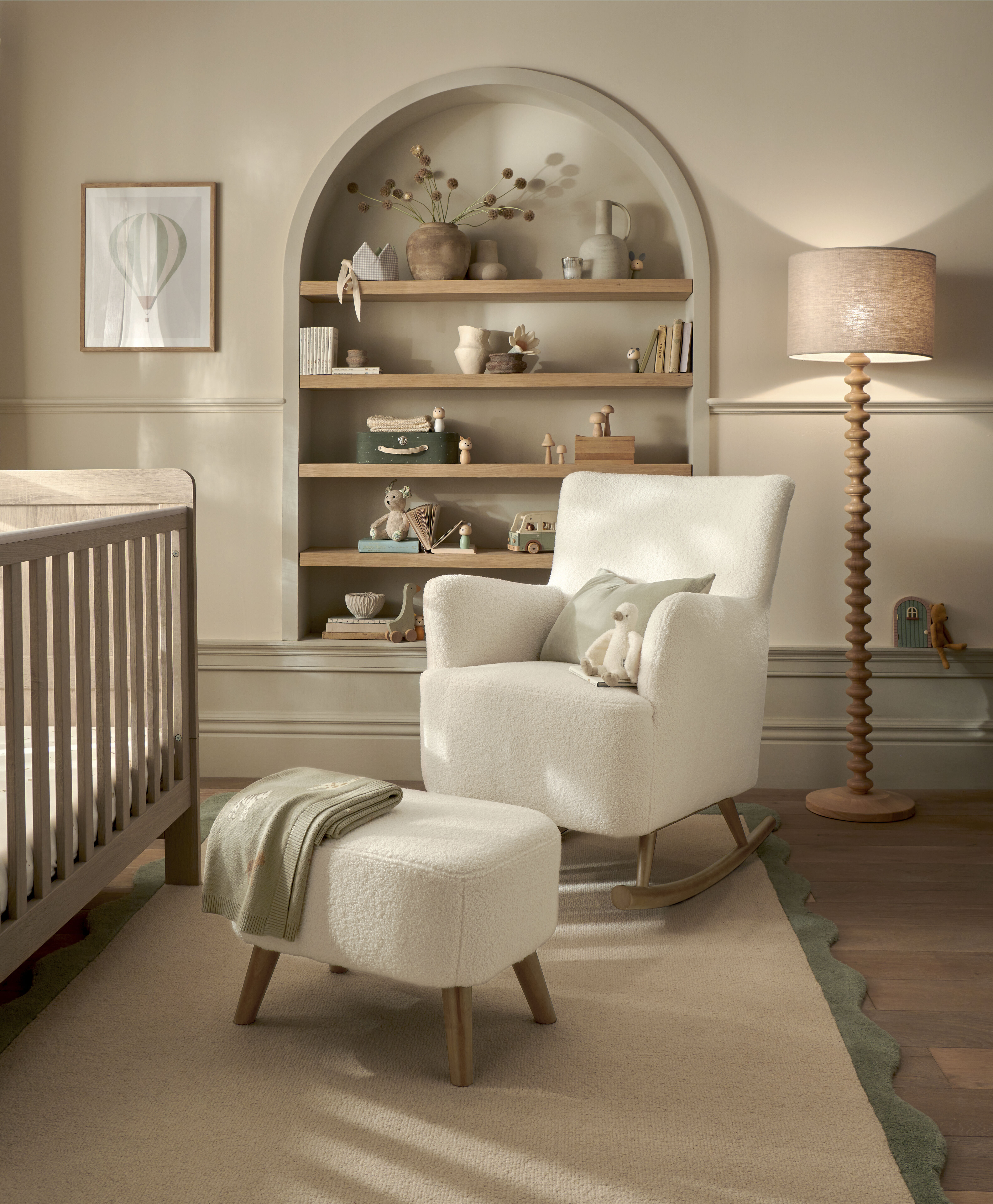 Elwood Nursing Chair & Stool - Off White Boucle image number 1