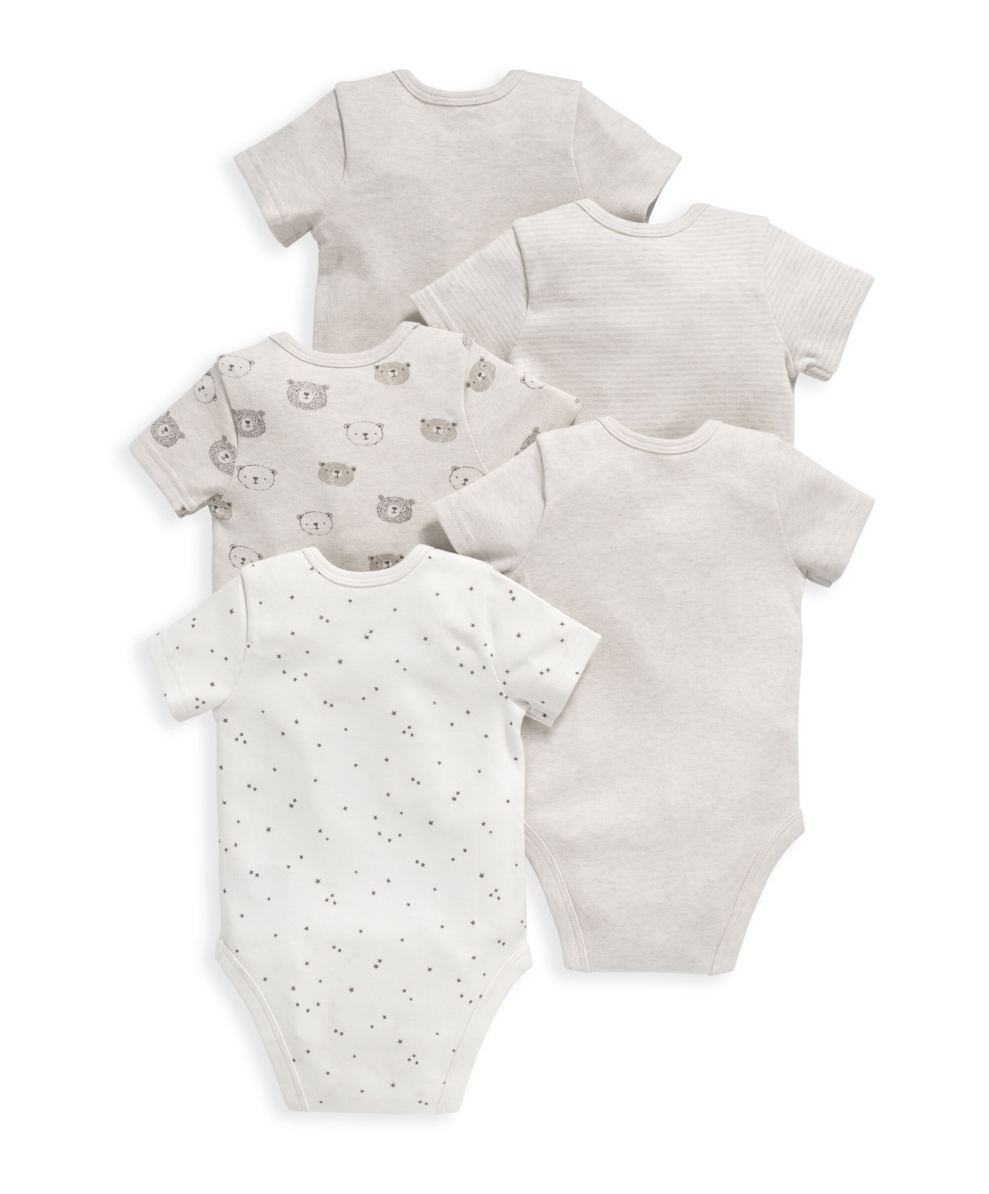 طقم لباس قطعة واحدة بأكمام قصيرة ونقشة دب - 5 قطع image number 2