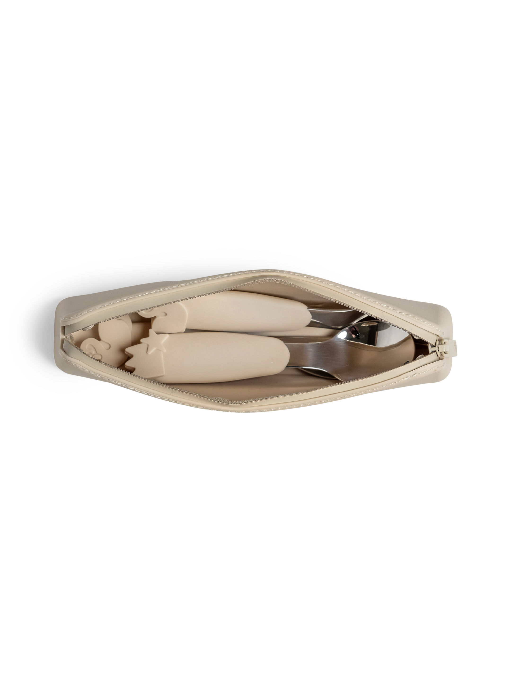 طقم أدوات طعام سيليكون مع حافظة من سيترون - بيج image number 5