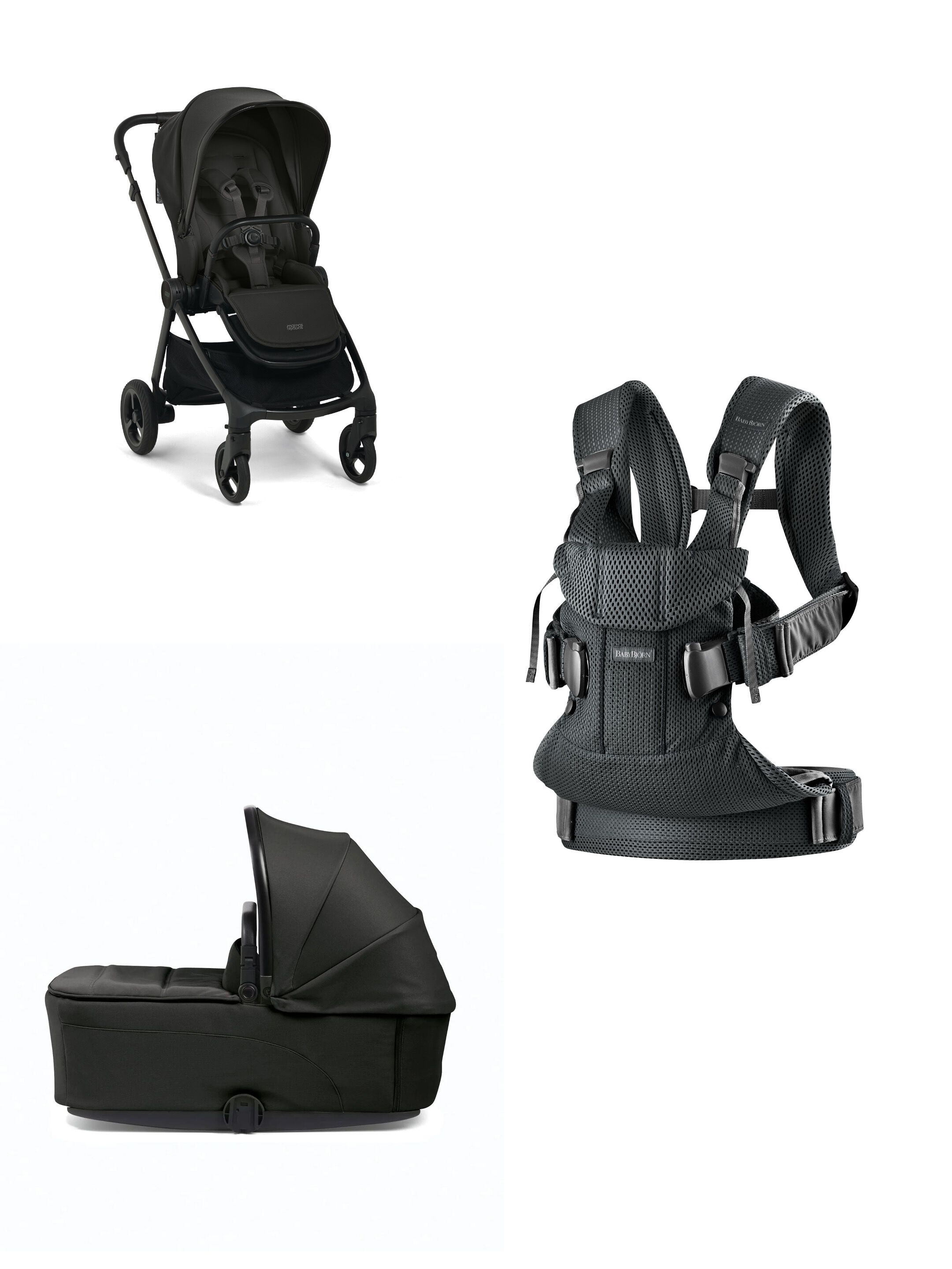 مجموعة عربة أطفال فاردو ستورم مع مهد محمول وحمالة أطفال بيبي بيورن بحجم صغير، 3 قطع