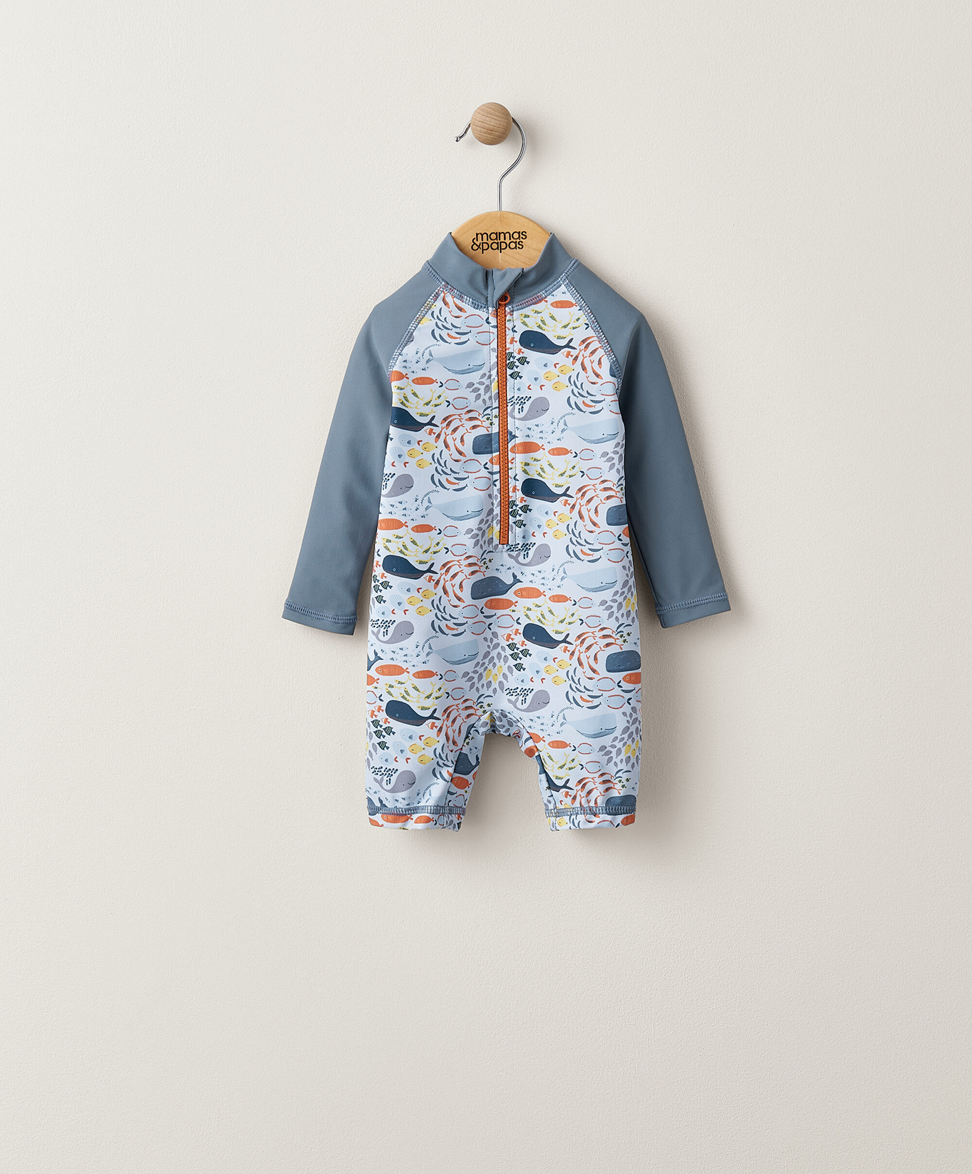 بدلة سباحة بأكمام طويلة ونقشة حوت image number 1