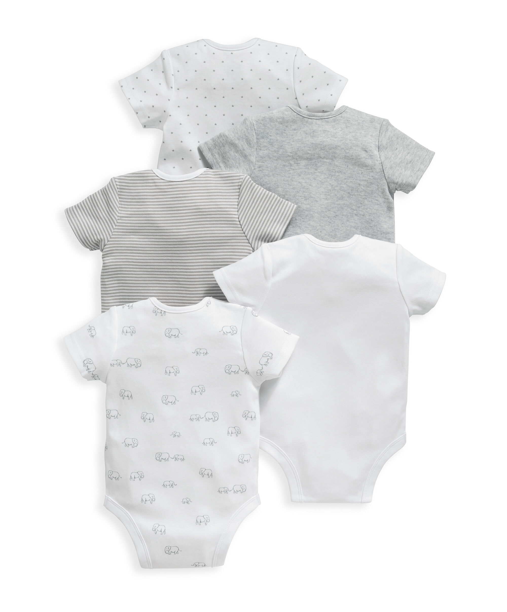 طقم لباس قطعة واحدة بأكمام قصيرة ونقشة فيل - 5 قطع image number 2