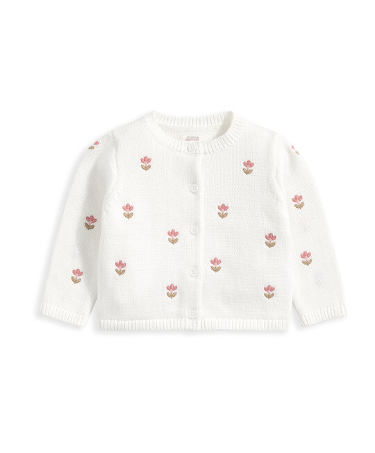 كارديغان منسوج بتطريز زهور - أبيض كارديغان منسوج بتطريز زهور - أبيض image number 2