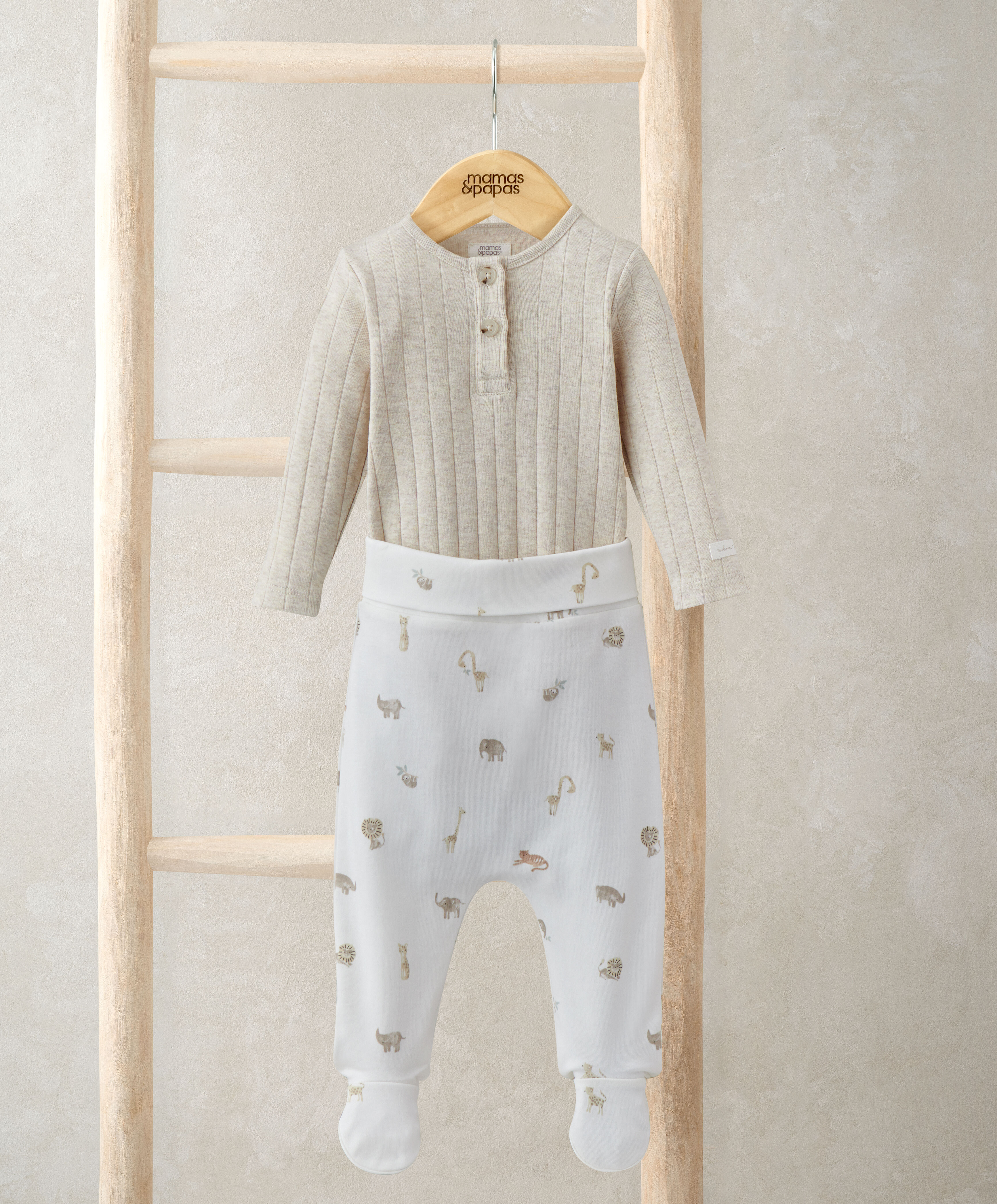 طقم لباس قطعة واحدة مضلع ولغينغز بنقشة سفاري 