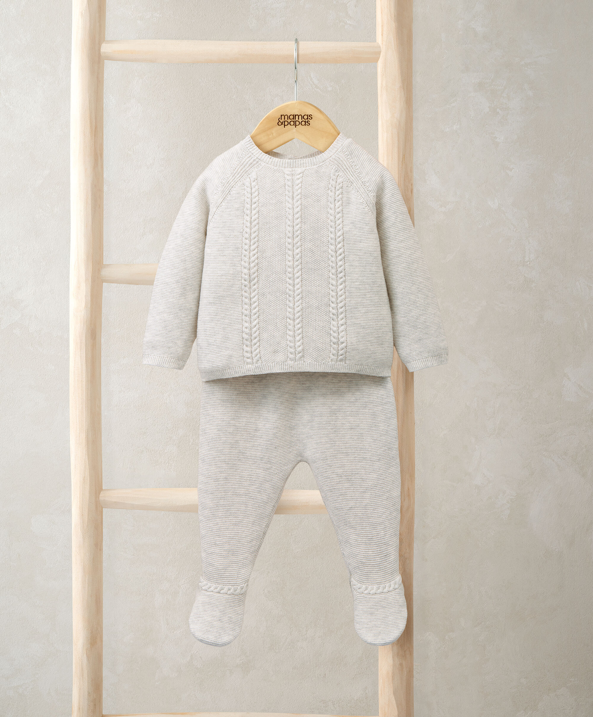 طقم منسوج بلون رمادي - 2 قطع image number 1