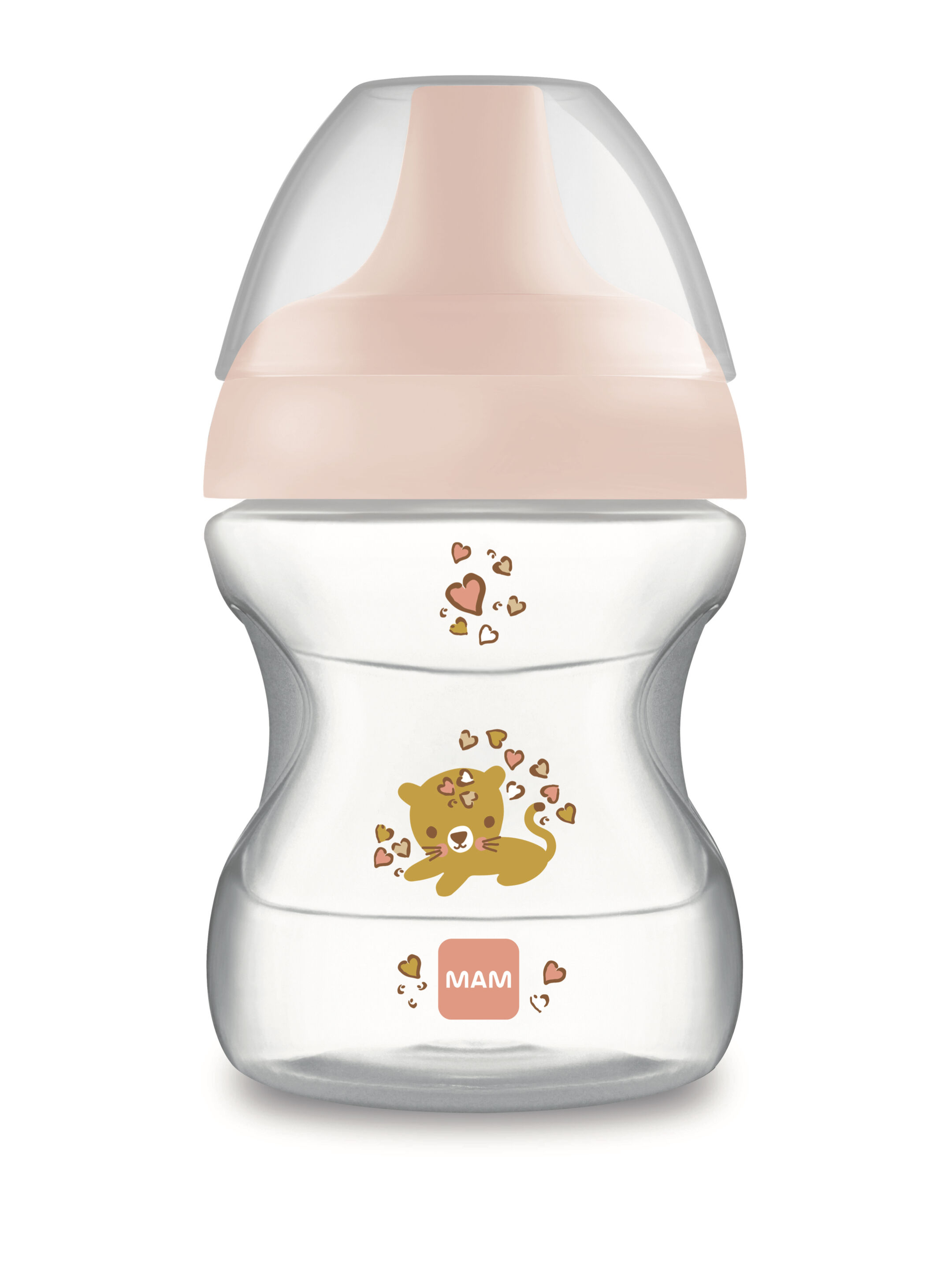 كوب مام بيبي لتعليم الشرب للأطفال سيليكون - 6 أشهر فما فوق | بطبعة حيوانات برية، وردي - 190 مل - عبوة من قطعة واحدة image number 5