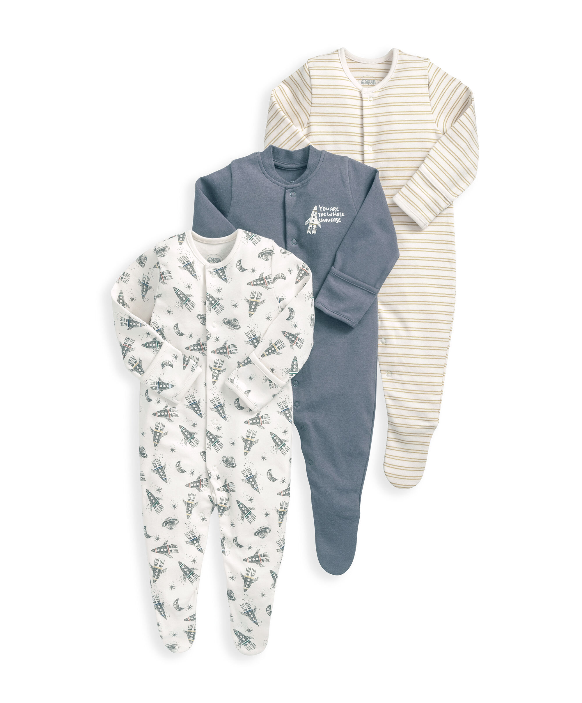 Universe Sleepsuits (Set of 3) - Blue image number 2