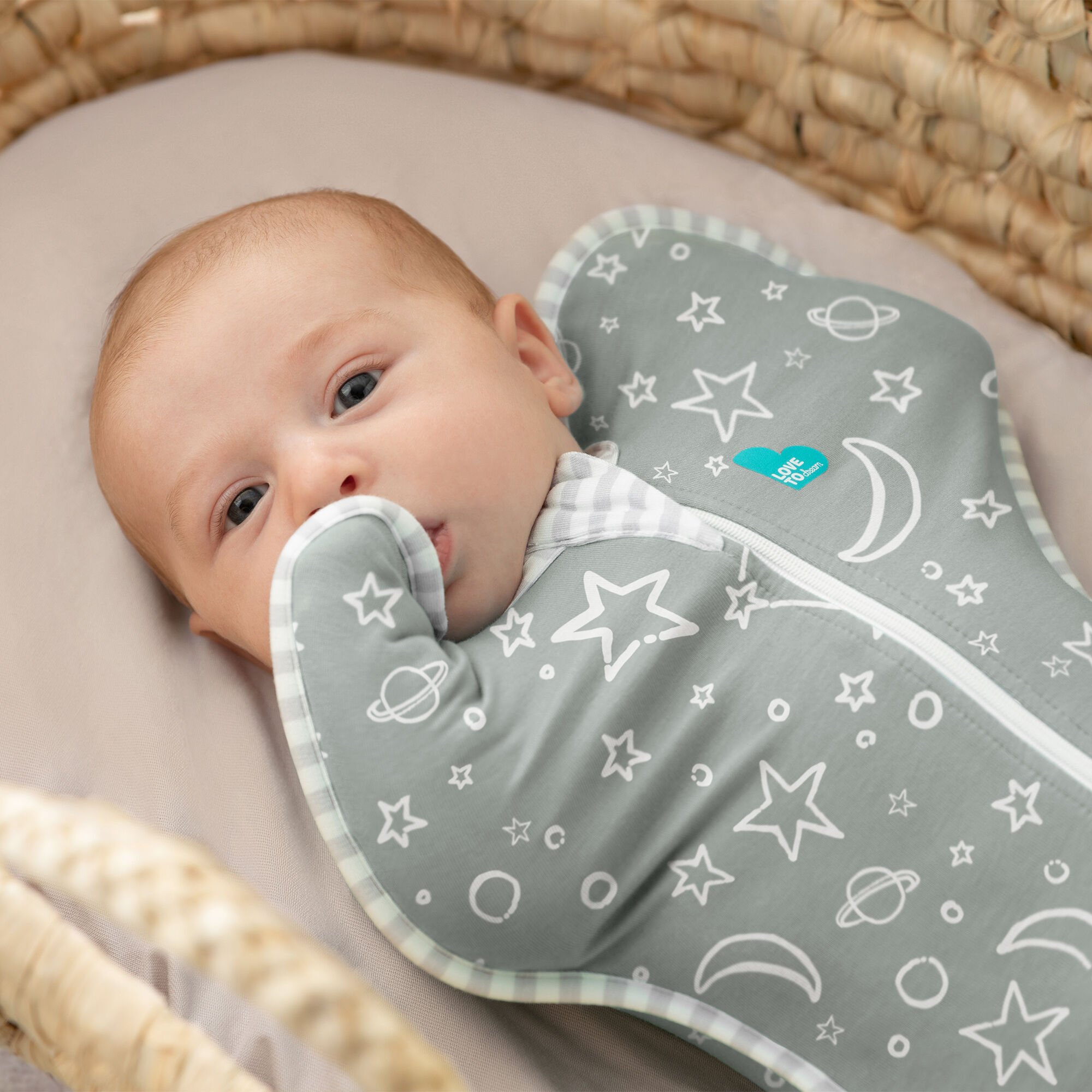 Love to Dream Swaddle UP Bamboo Original Stars & Moon - Olive (Small) image number 5