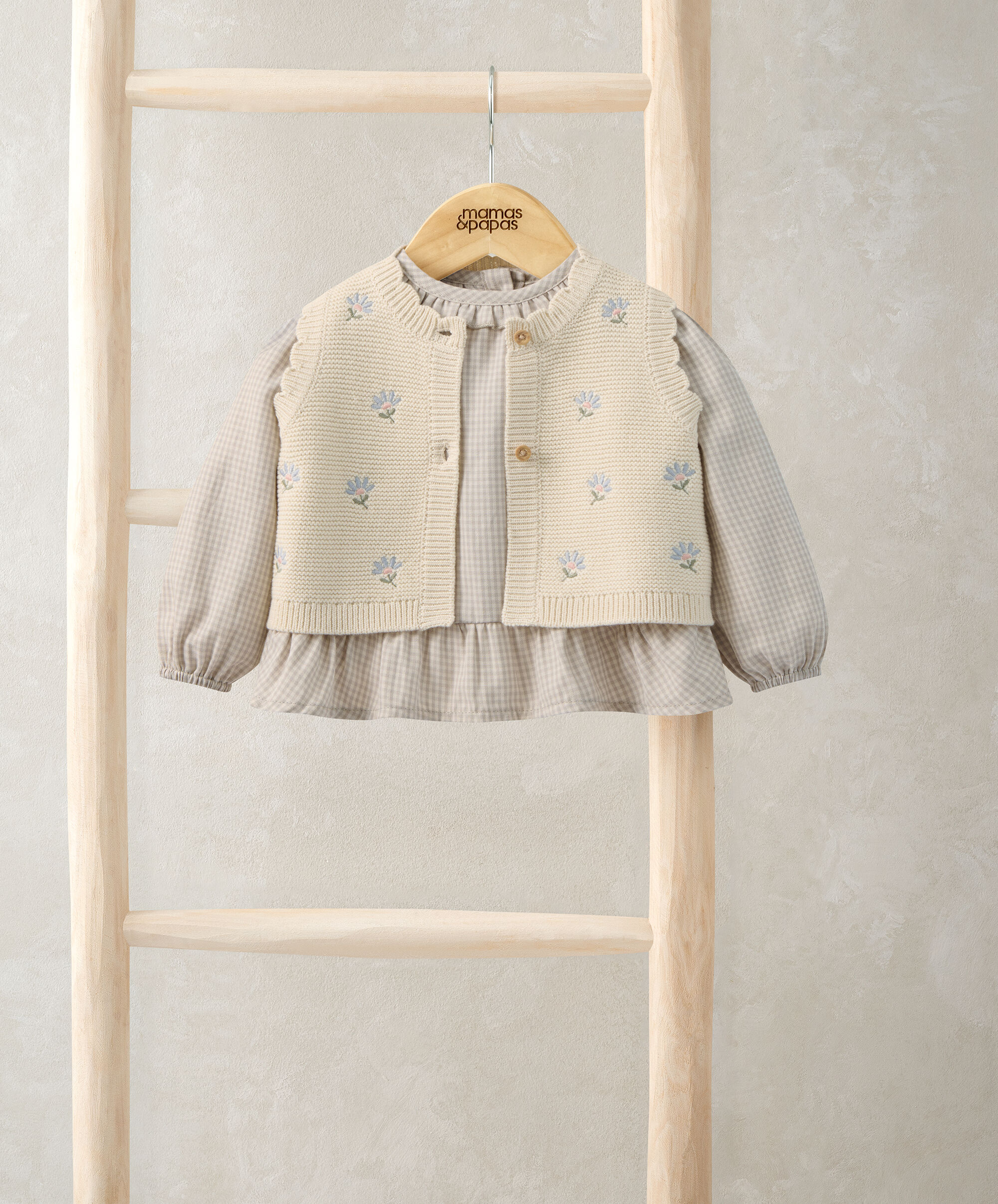 طقم فيست مسنوج وبلوزة للبنات، قطعتين image number 1