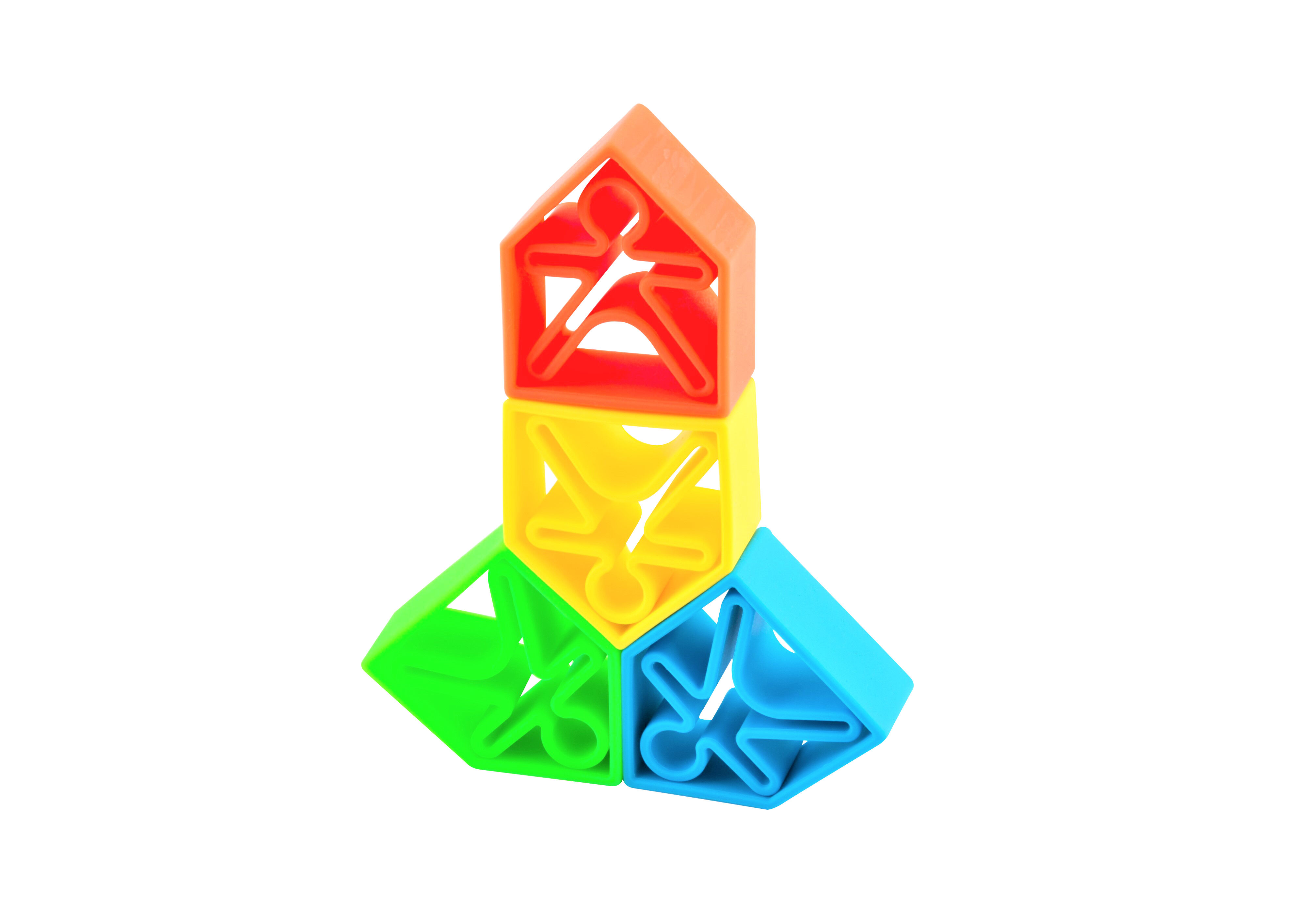 لعبة 6 أطفال + 6 منازل بألوان فاقعة من دينا image number 3