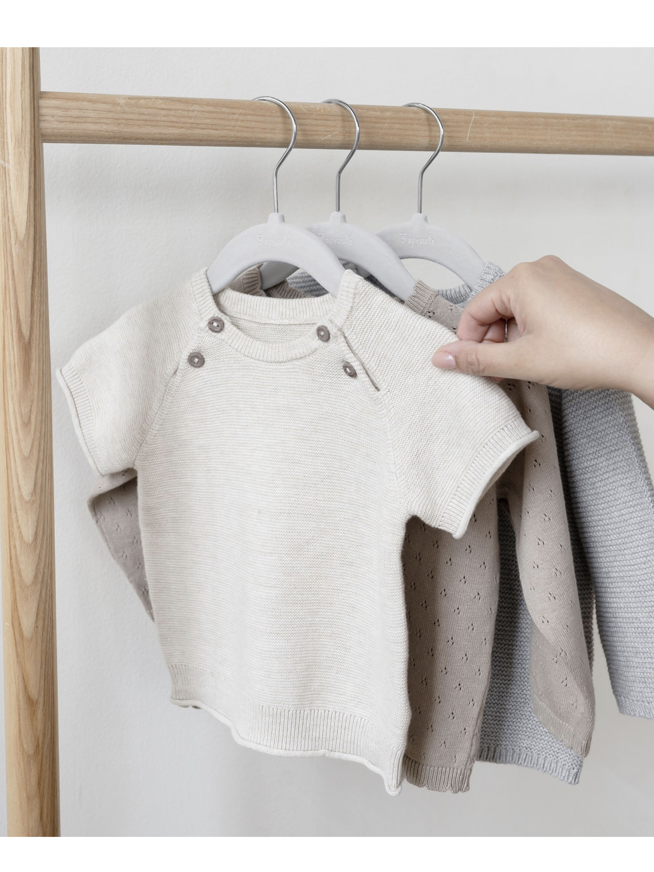 مجموعة علاقات مخمل من 3 سبراوتس بلون رمادي - 15 قطعة image number 2