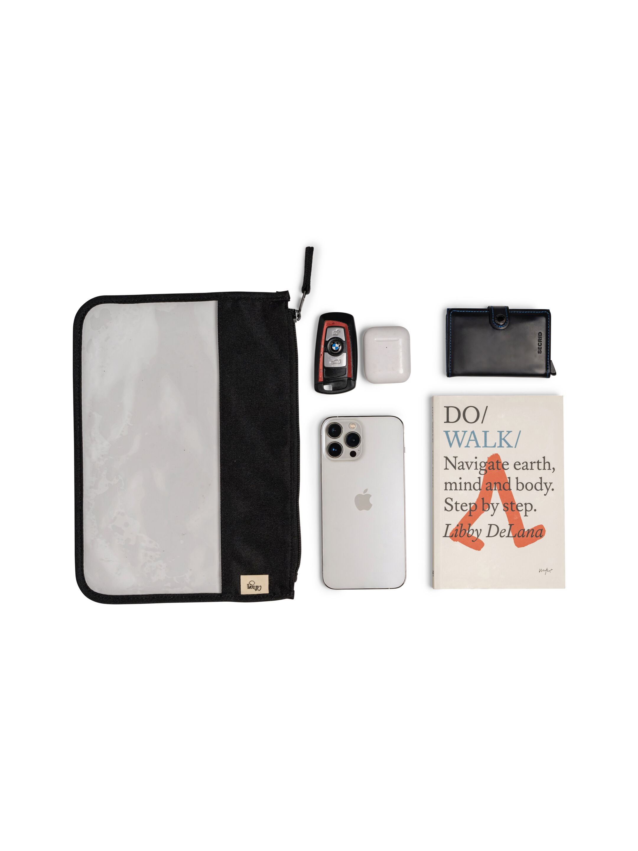 حافظة شفافة كبيرة بسحّاب - أسود image number 3