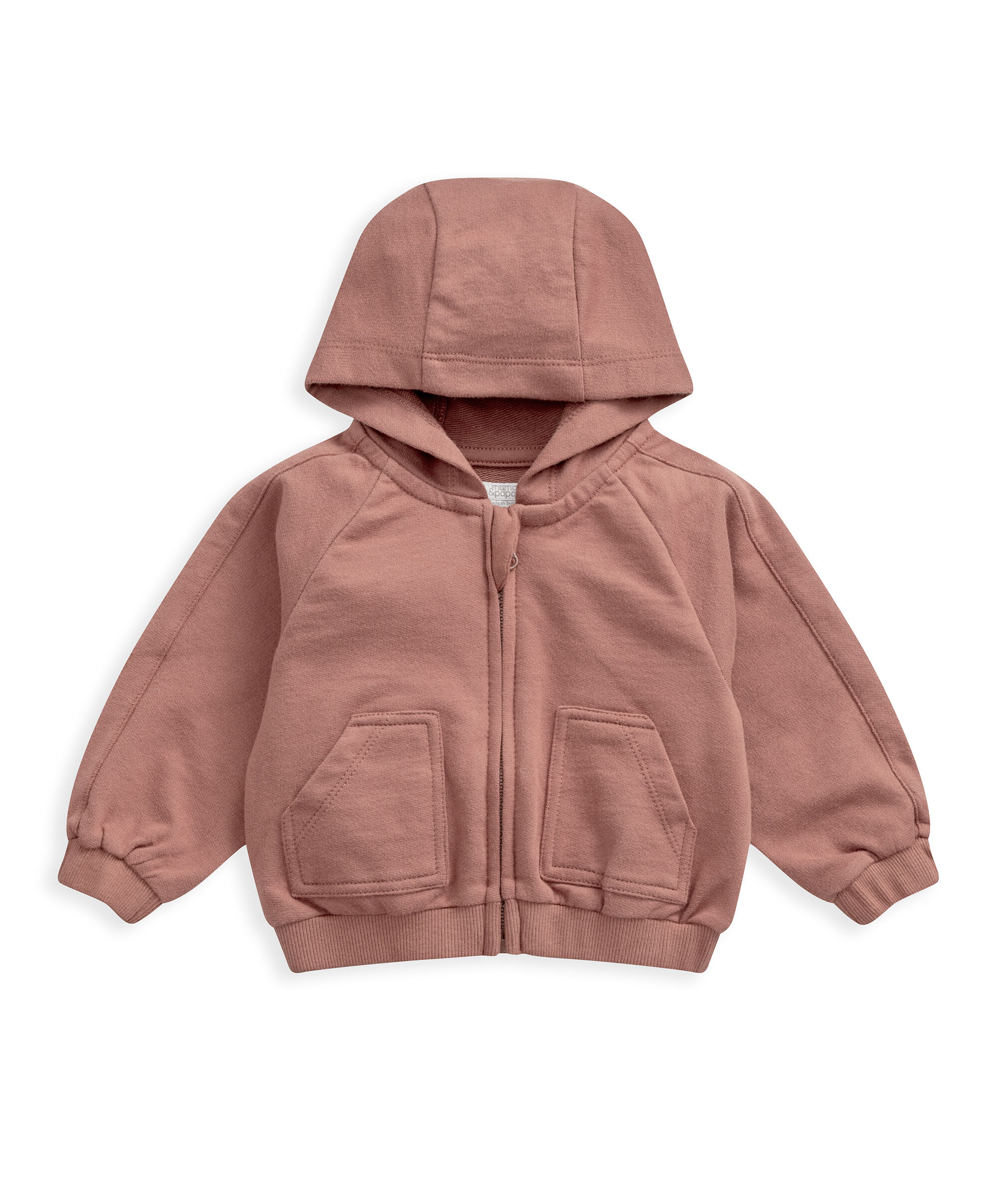 كنزة بغطاء رأس وسحّاب -أحمر image number 2