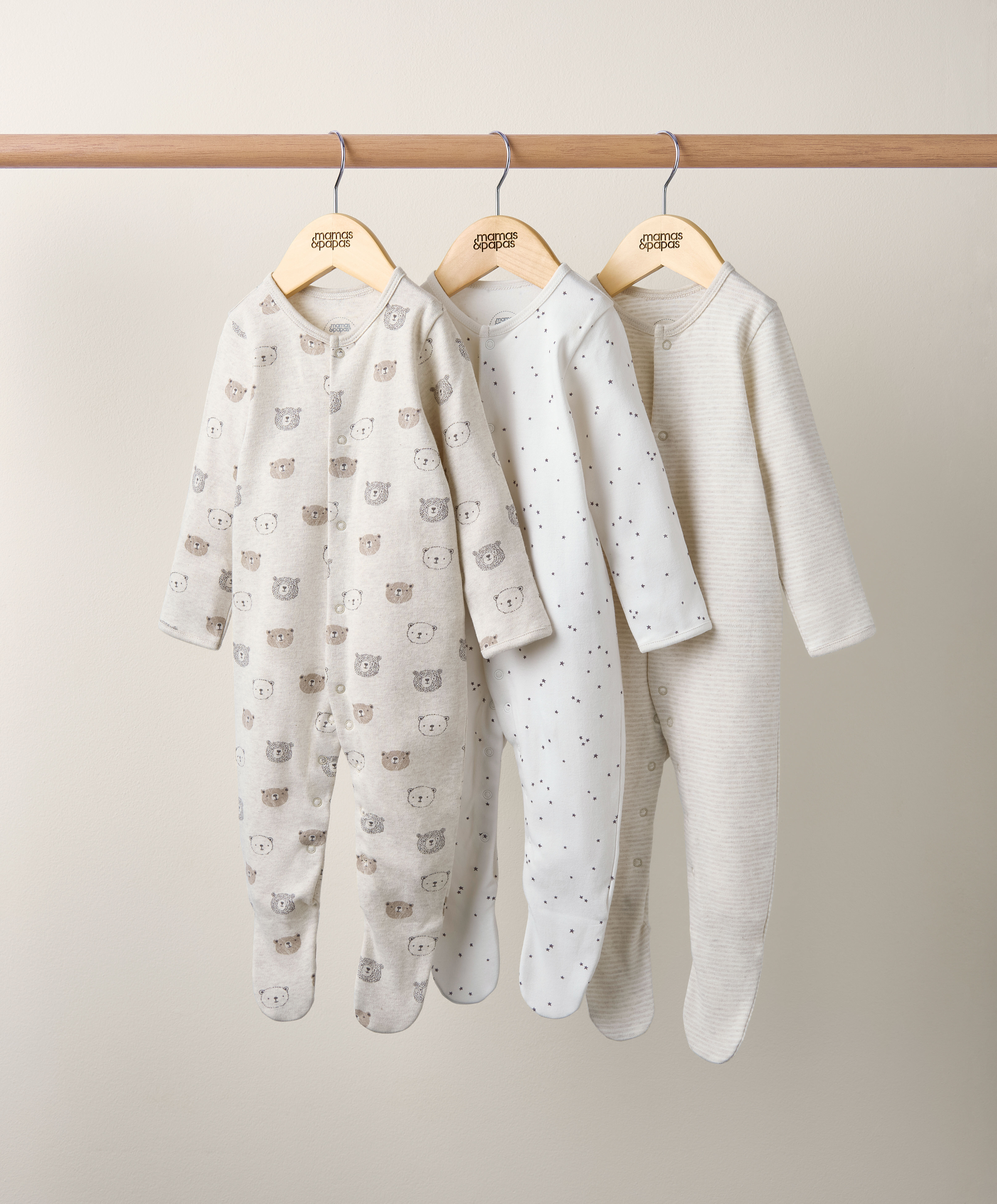 طقم بيجاما قطعة واحدة بنقشة دببة - 3 قطع image number 3