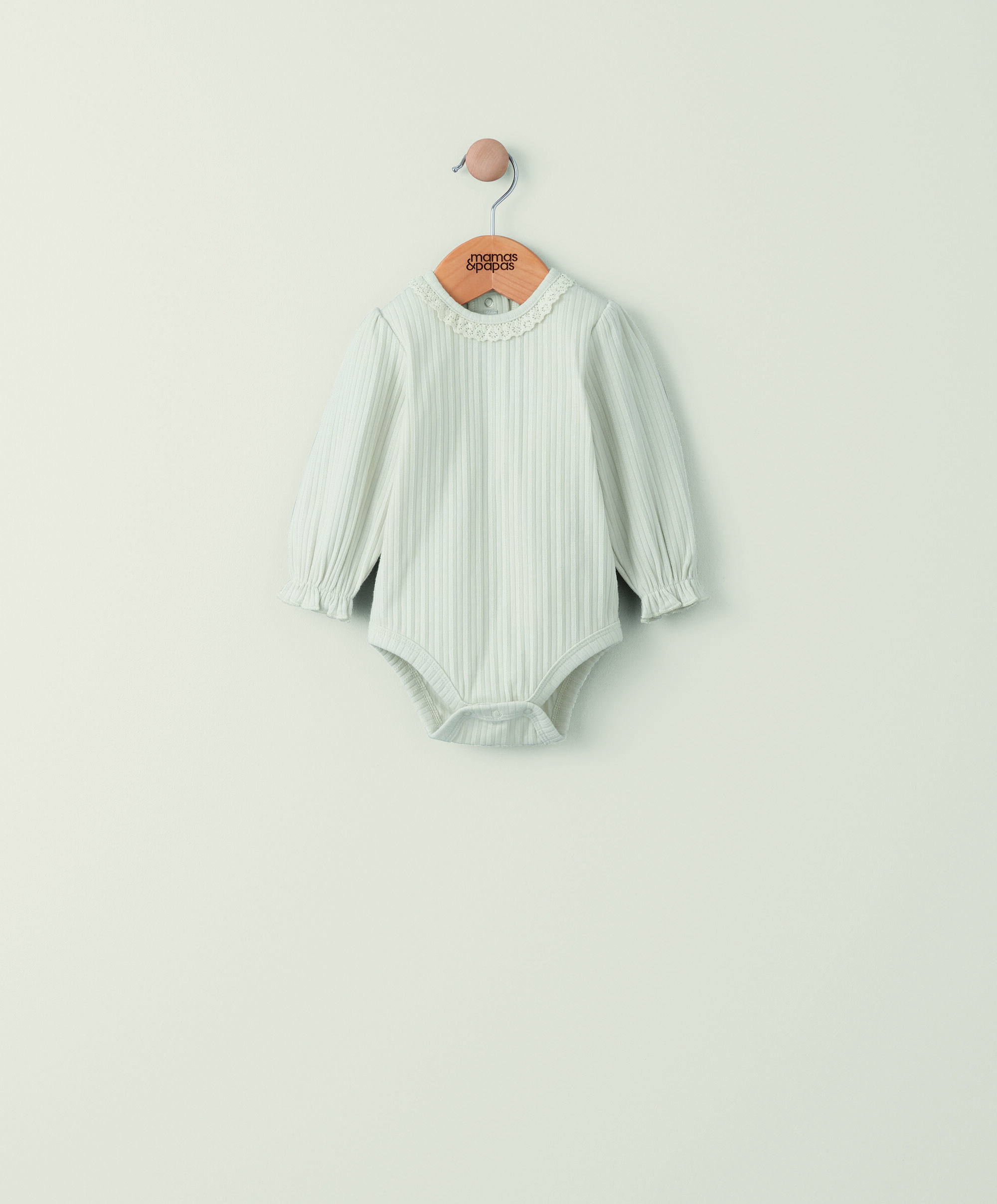 لباس قطعة واحدة بحافة دانتيل - أبيض كريمي image number 1