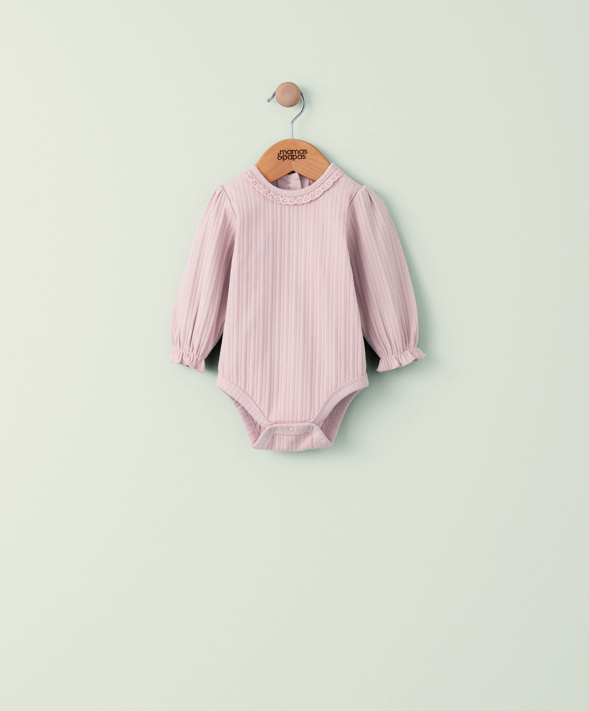 لباس قطعة واحدة بحافة دانتيل - وردي image number 1