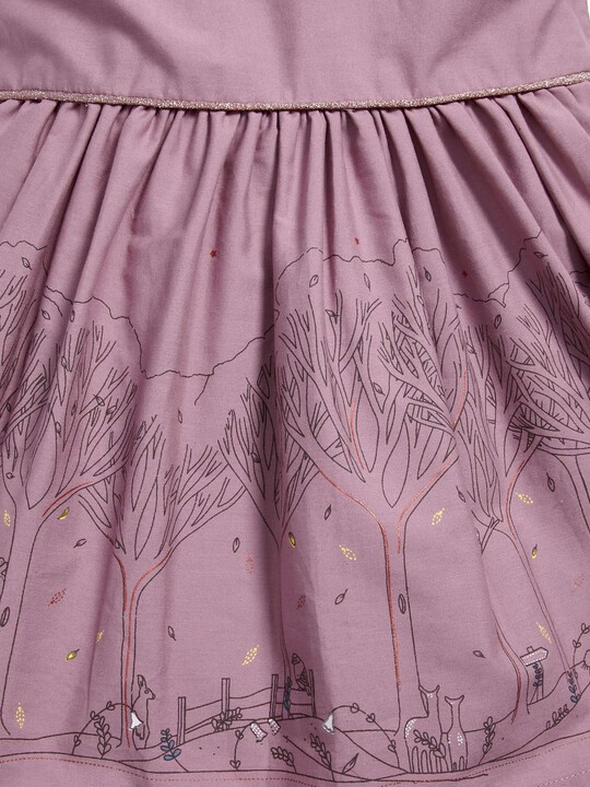 فستان بياقة ذو إطار منقوش باللون الوردي image number 1