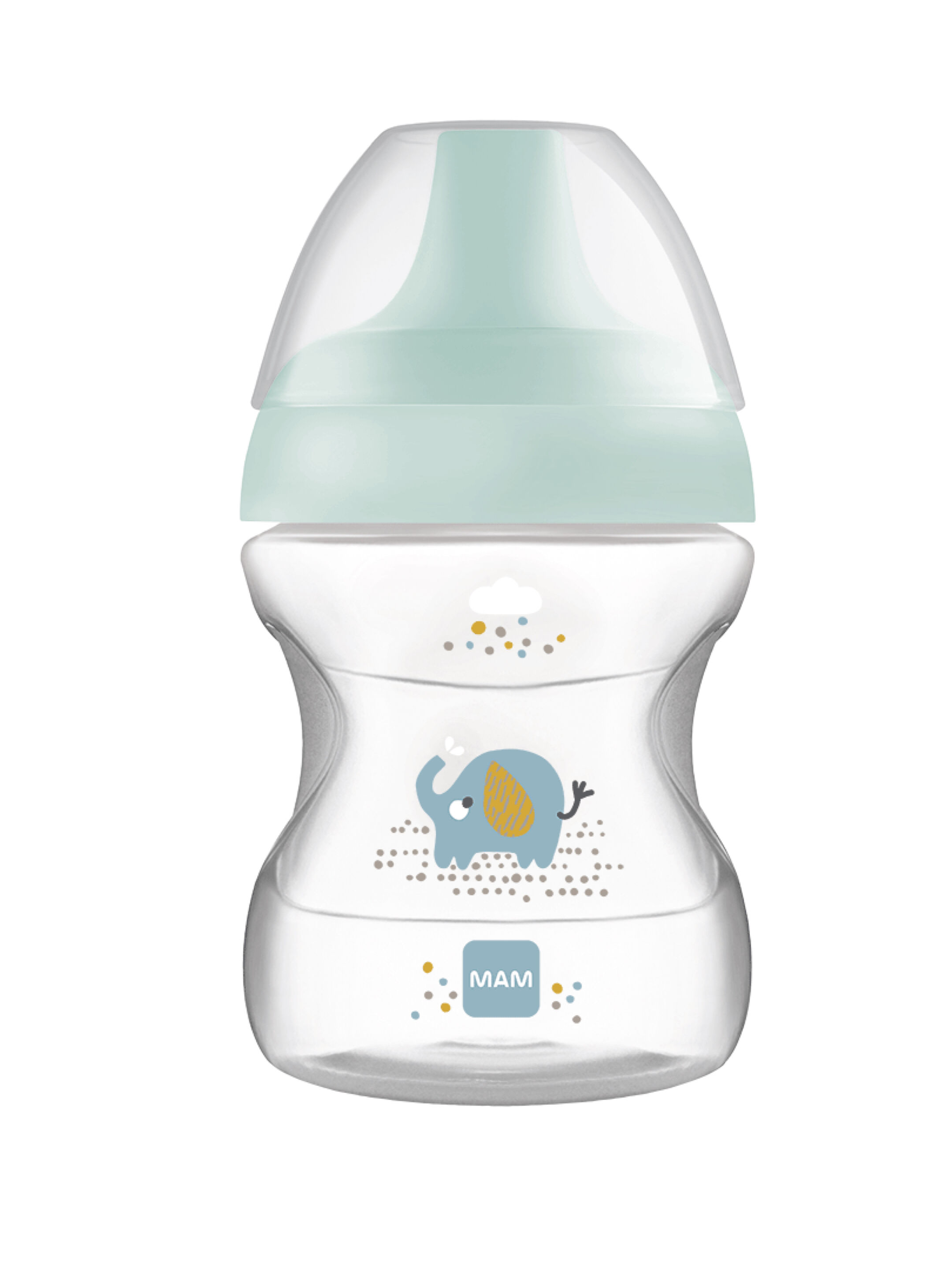 كوب مام بيبي لتعليم الشرب للأطفال سيليكون - 6 أشهر فما فوق | بطبعة حيوانات برية، أزرق - 190 مل - عبوة من قطعة واحدة image number 2