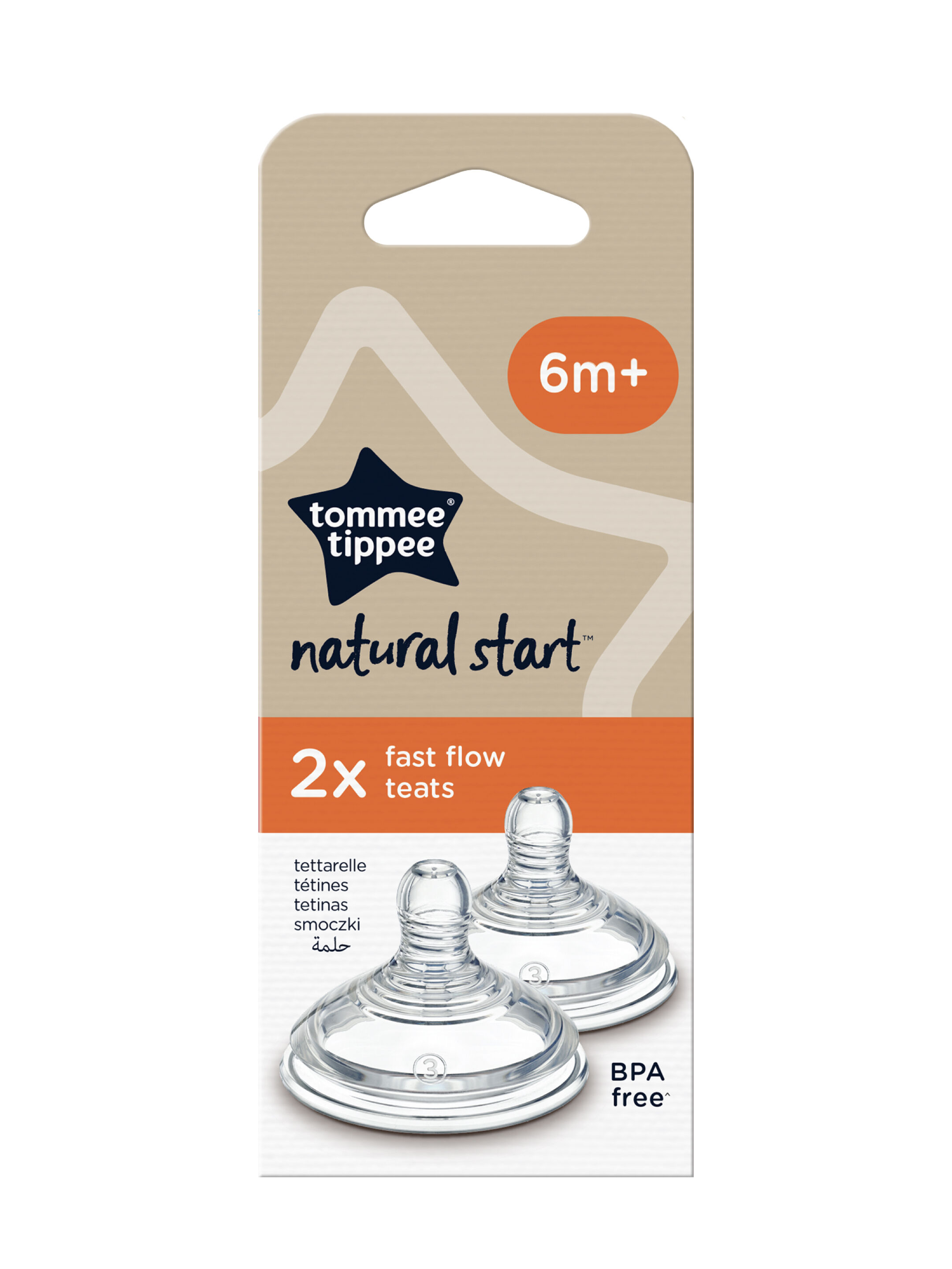 مجموعة حلمات ناتشورال ستارت سريعة التدفق من تومي تيبي- قطعتان image number 1