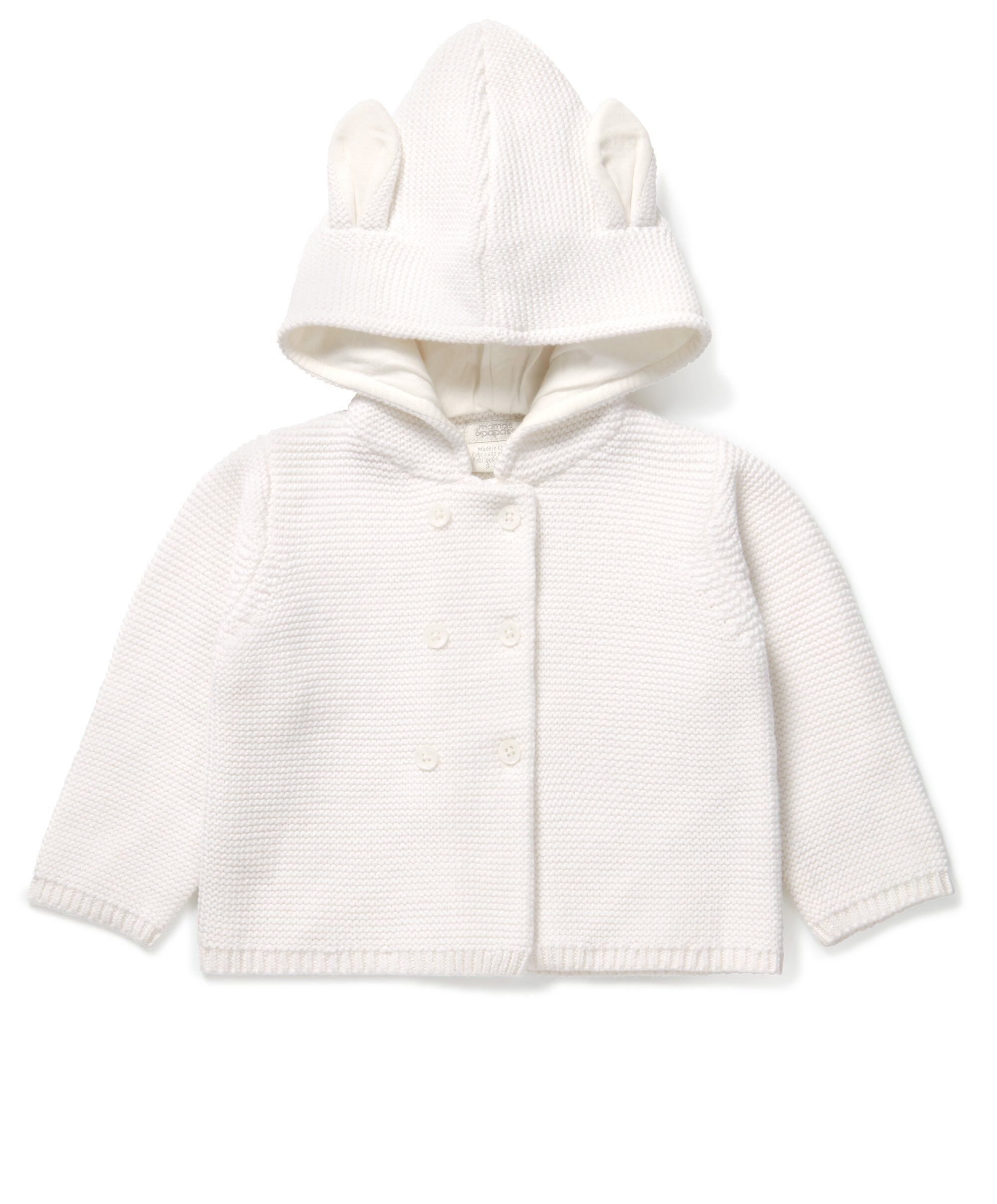 كارديغان بغطاء رأس بأذنين - أبيض image number 1