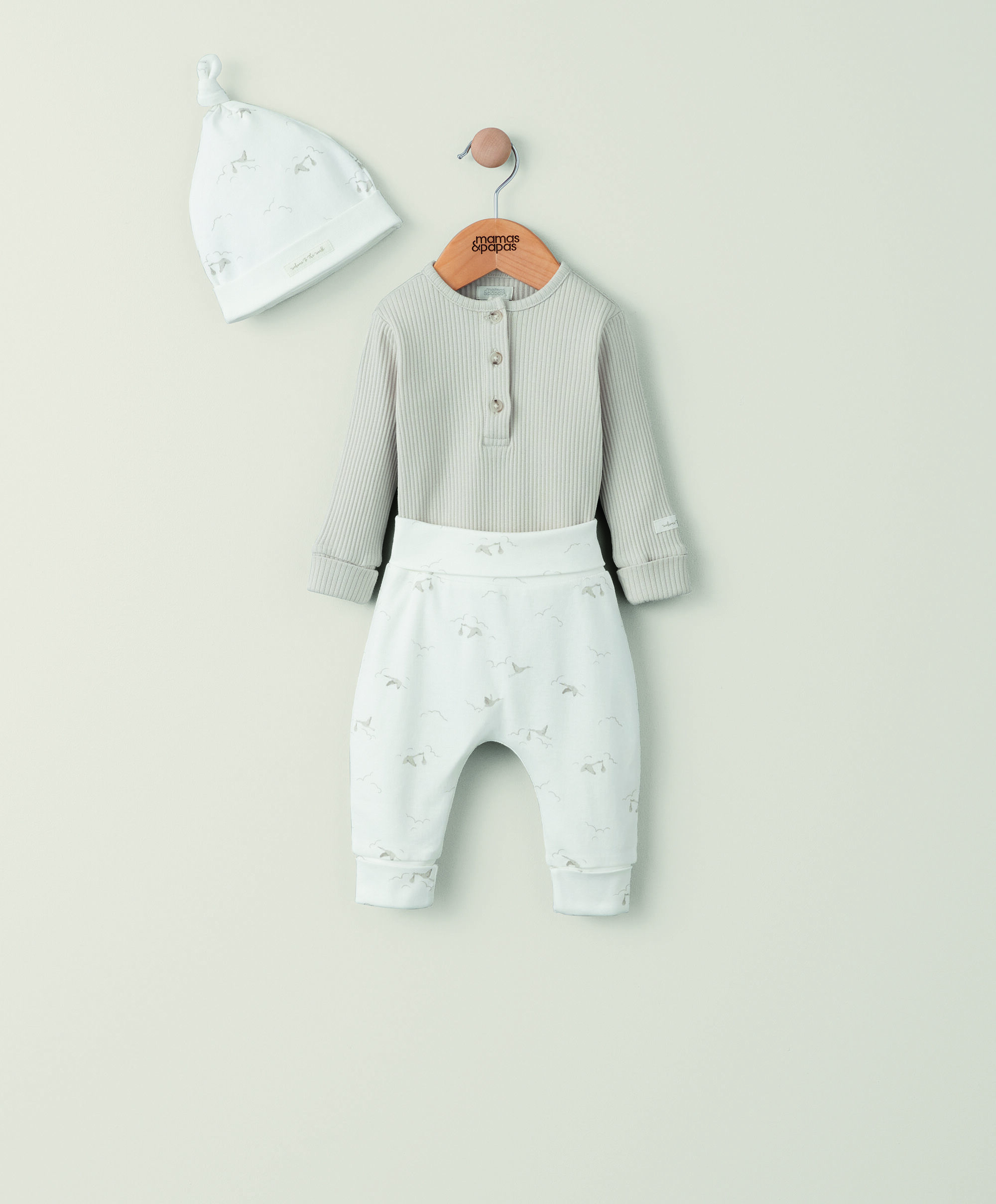 طقم ماي فيرست اوتفيت بنقشة طائر اللقلق- 3 قطع image number 1