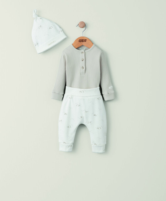 طقم ماي فيرست اوتفيت بنقشة طائر اللقلق- 3 قطع طقم ماي فيرست اوتفيت بنقشة طائر اللقلق- 3 قطع image number 1