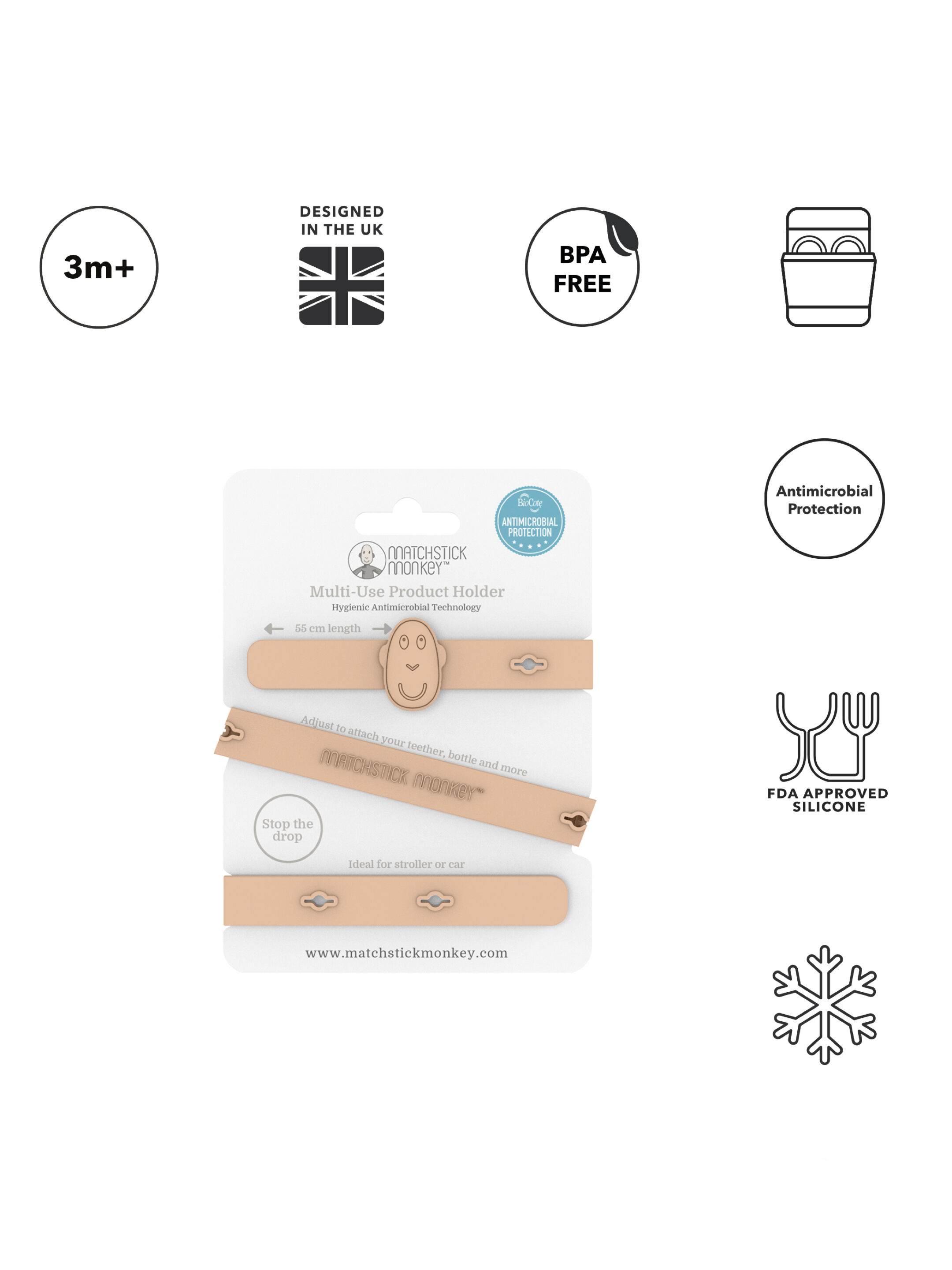 حامل منتجات متعدد الاستخدامات من ماتشستيك مونكي - وردي فاتح image number 3