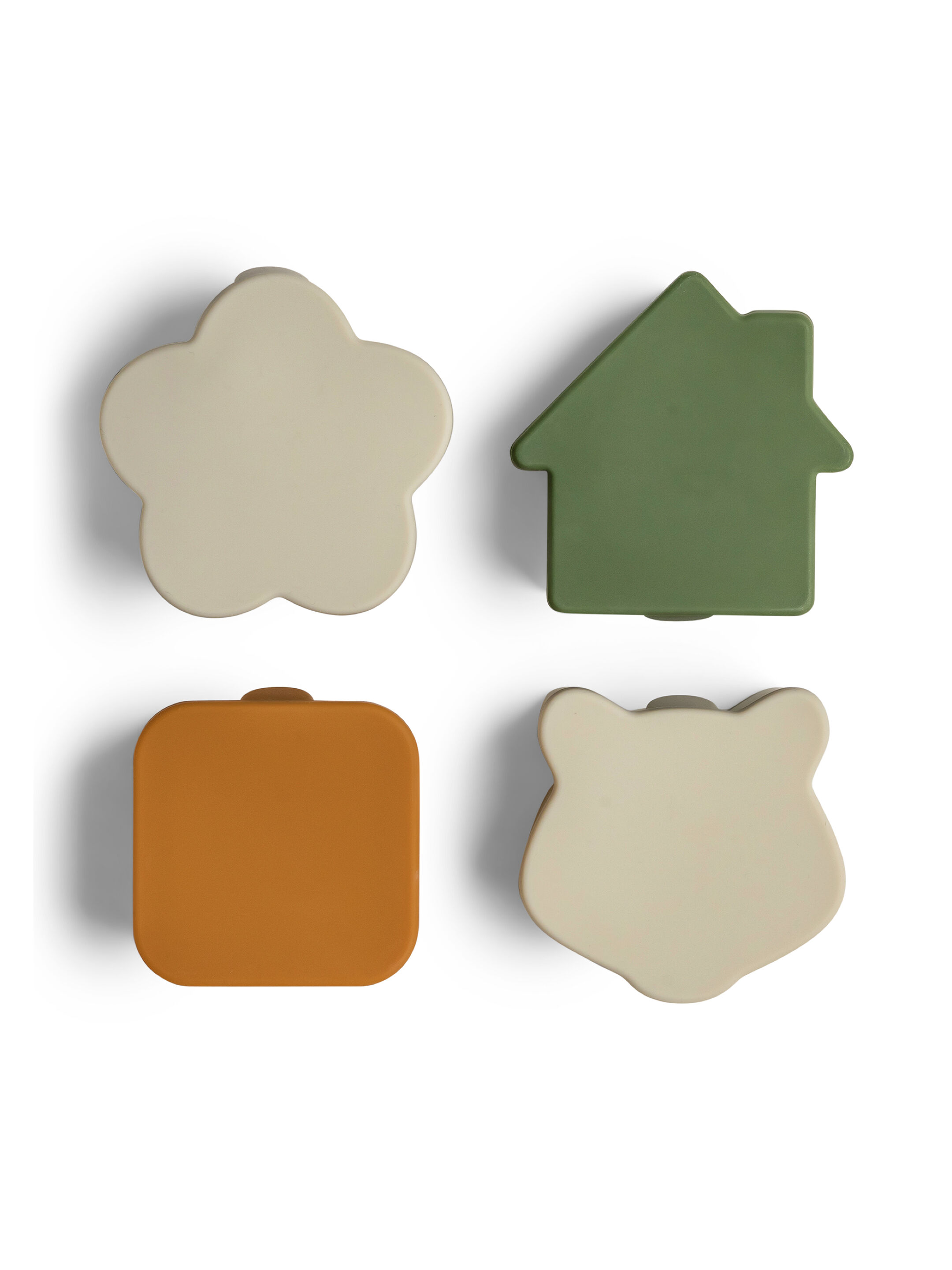طقم منظمات صندوق غداء سيليكون من سيترون - 4 قطع بلون كراميل/أخضر/رمادي