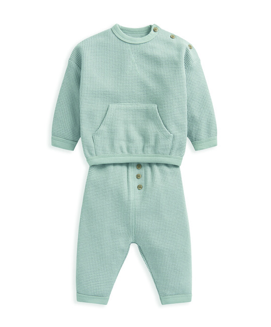 طقم سترة ولغينغز بنسيج متشابك- قطعتان طقم سترة ولغينغز بنسيج متشابك- قطعتان image number 2